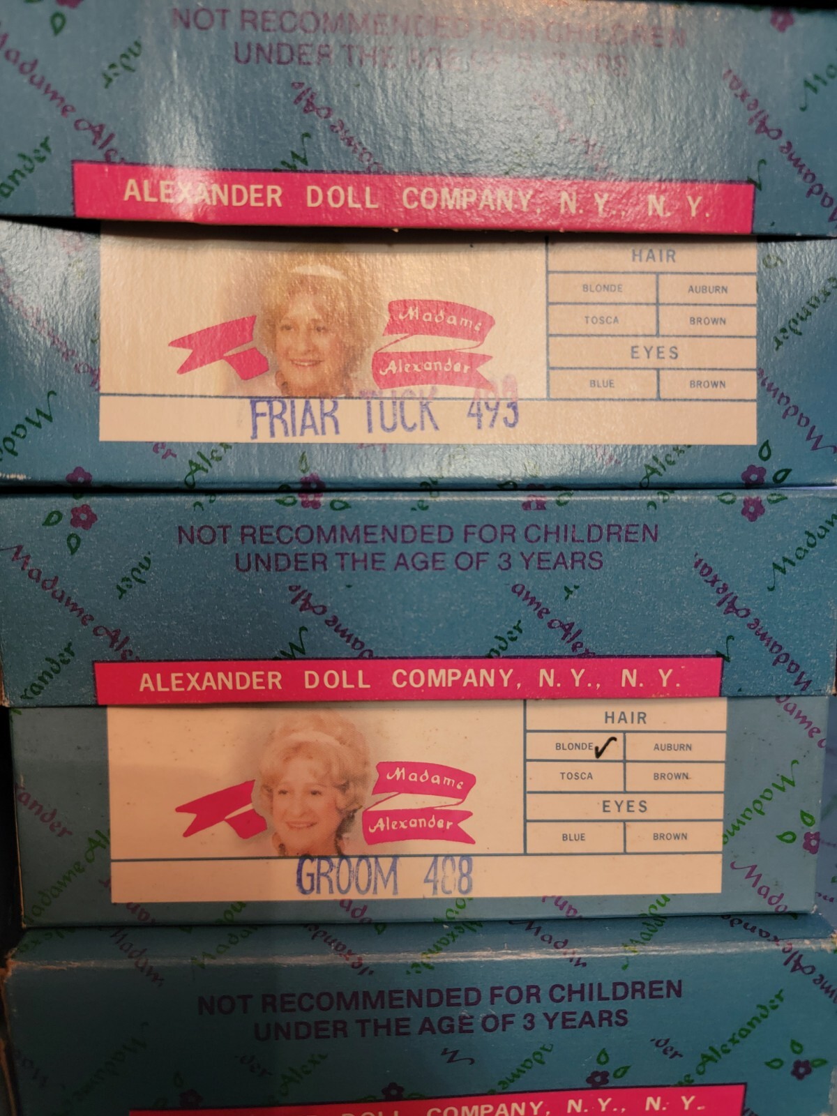MADAME ALEXANDER – REPLACEMENT BOXES – EMPTY BOXES – SEVERAL WITH NECK BRACE