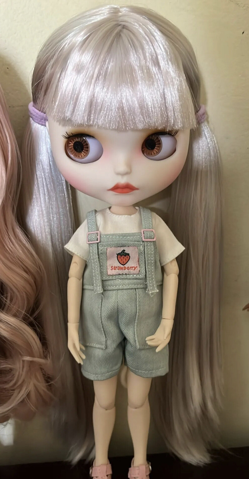 Customized Doll Nude Matte Face Nude 12″ Blonde Light Pink Hair Blyth Joint Body