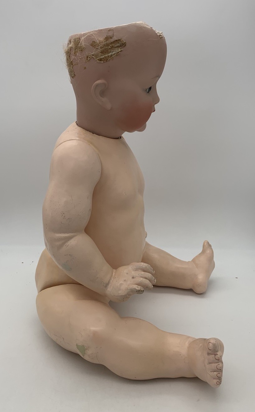 Kley & Hahn 176 Life Size Bisque Character Baby Doll 26” Blue Sleep Eyes Wobble