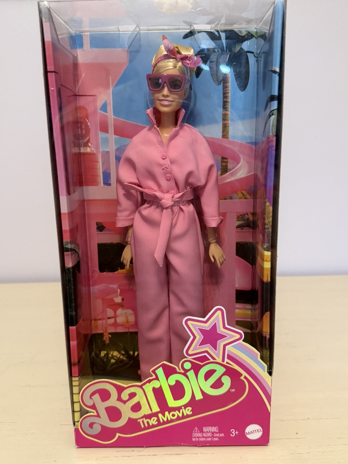 Mattel Barbie The Movie Barbie Doll Blonde Pink Jumpsuit Collector HRF29 12in