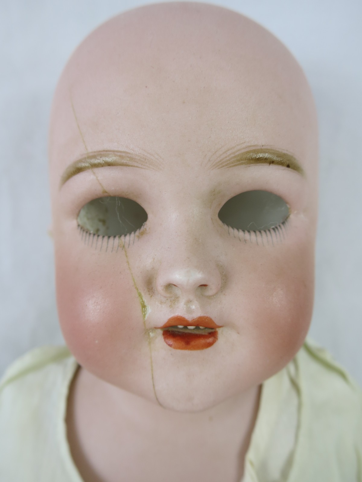 Antique Simon Halbig Bisque Head Leather Body German Doll Needs Repair