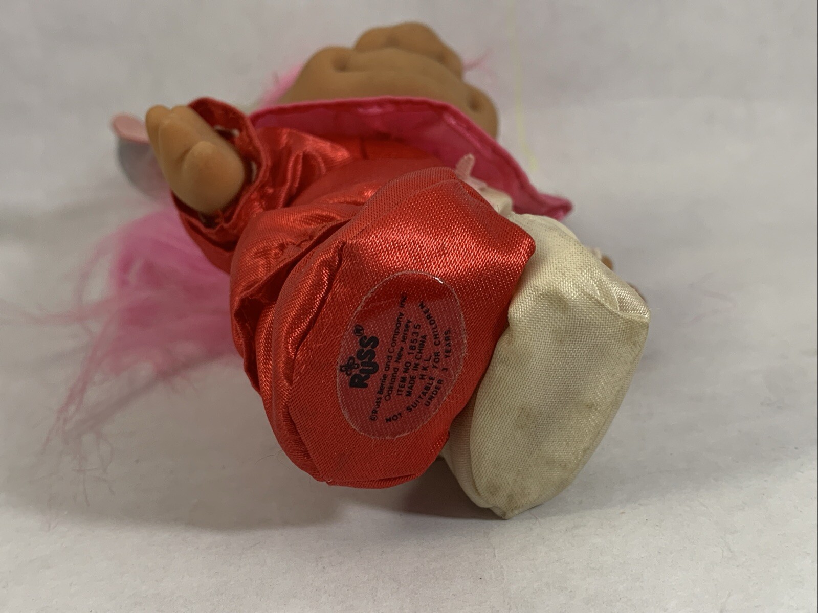 Jester Troll Doll Red & White Suit Vintage Russ 5 inch Figure Pink Hair