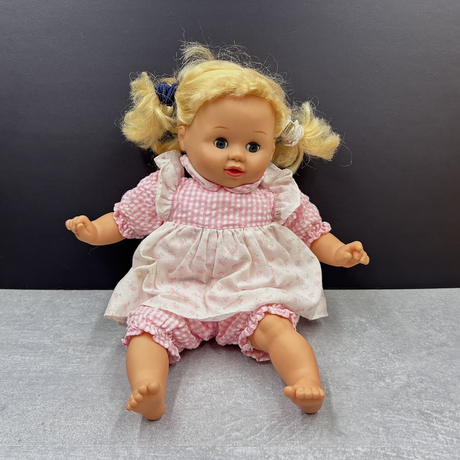 Vintage Unimax 1998 Doll Plastic Head Limbs Stuffed Body Talking Sleep Eyes