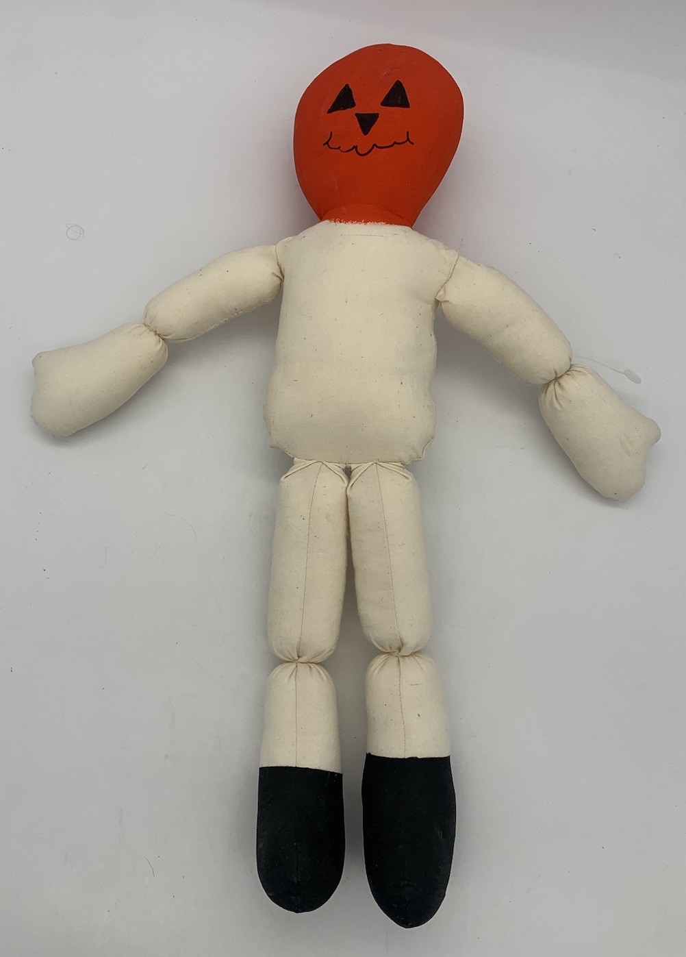Handmade Cloth Pumpkin Head Doll Painted Face Dress Me Halloween Project 19.5in