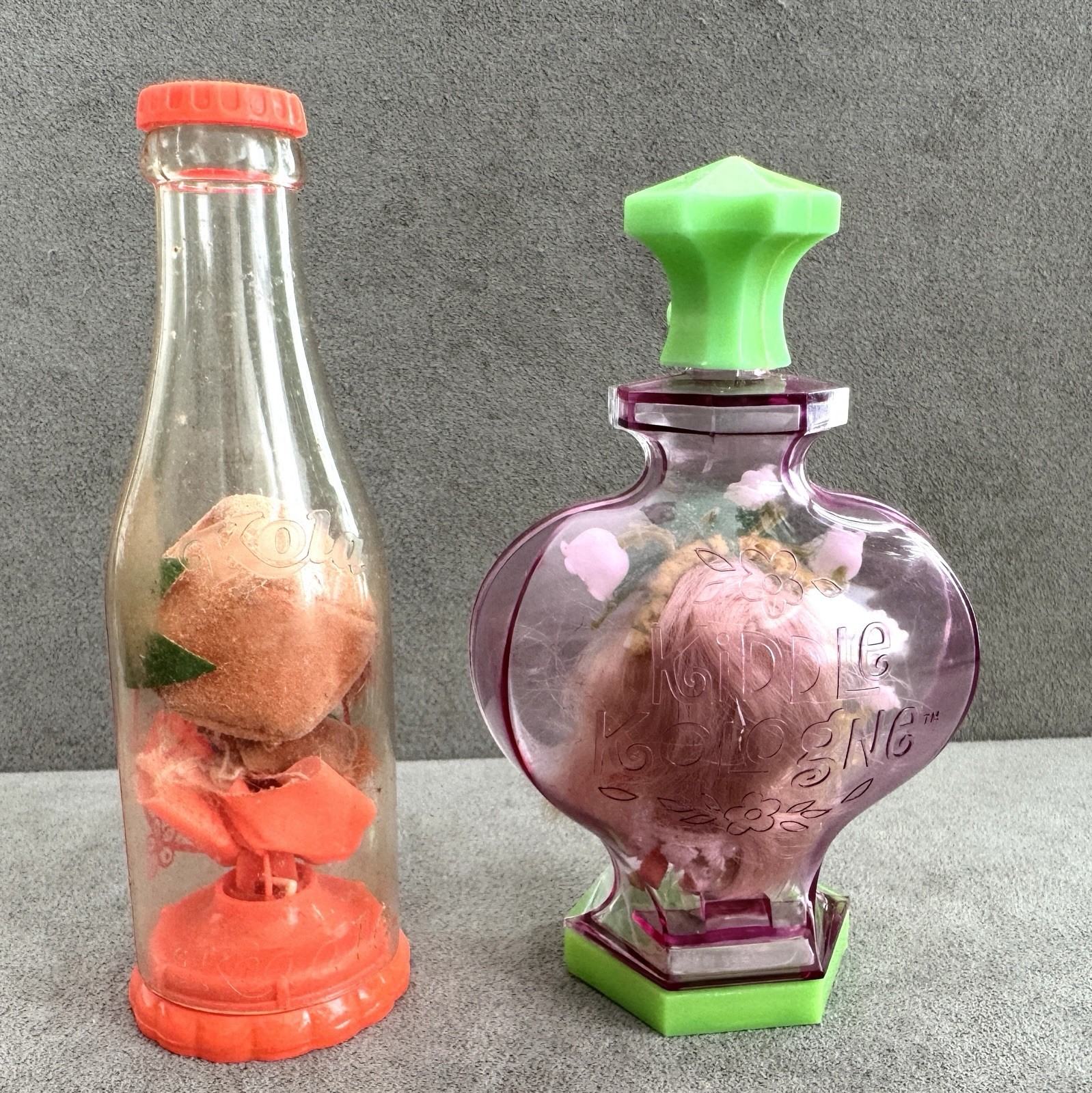2 Vintage LIDDLE KIDDLES Olivia Orange KOLA + KIDDLE KOLOGNE with DOLLS Exc Cond