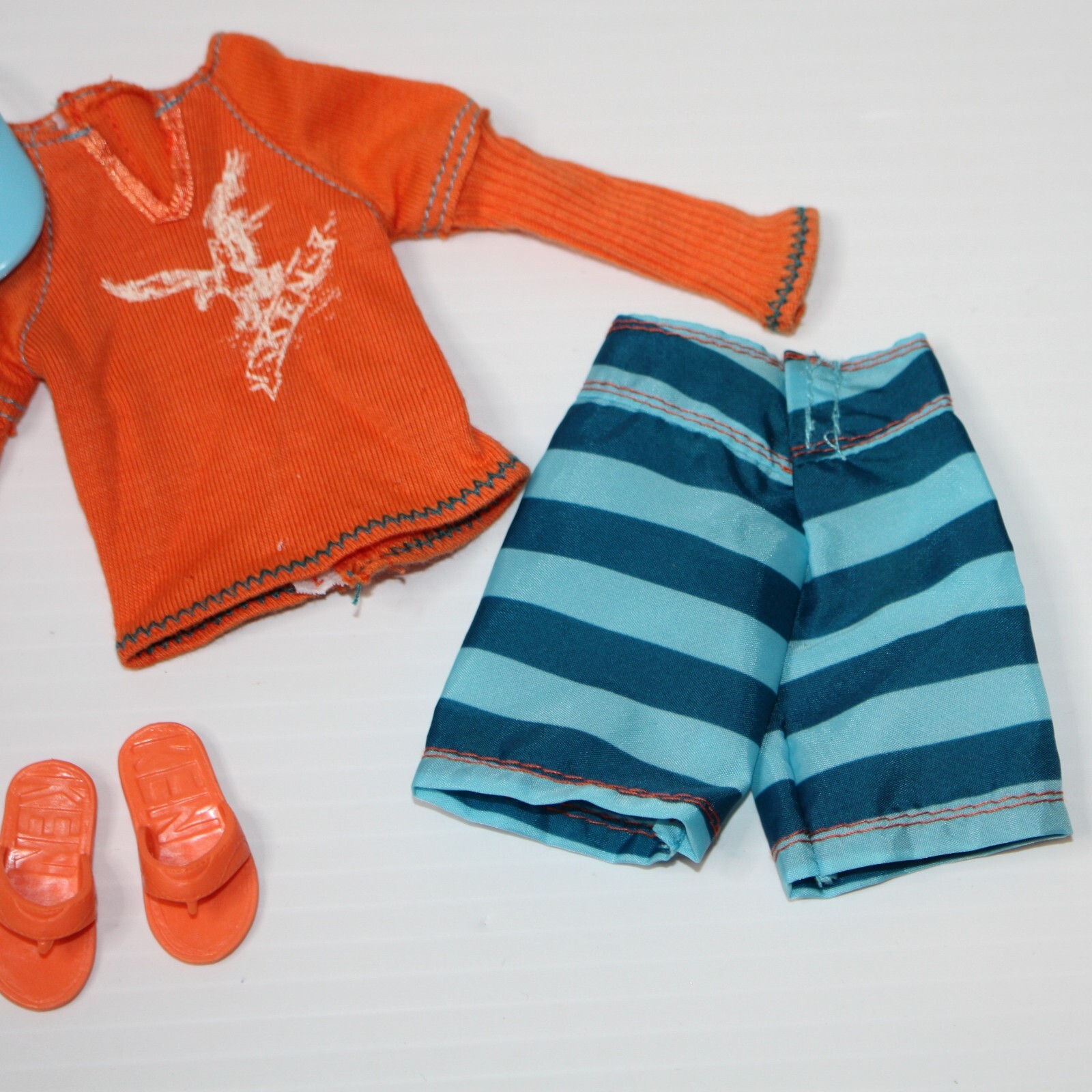 Barbie Ken Fashionistas Doll Outfit Orange Top, Shorts, Visor & Flip Flop Shoes