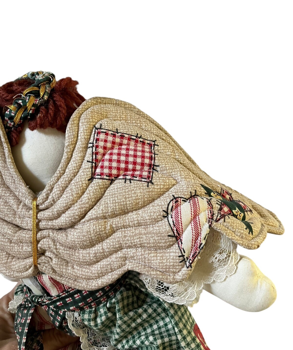 Vintage Handmade Primitive Angel Cloth Doll Long Dress Farmhouse Kitchen Apron