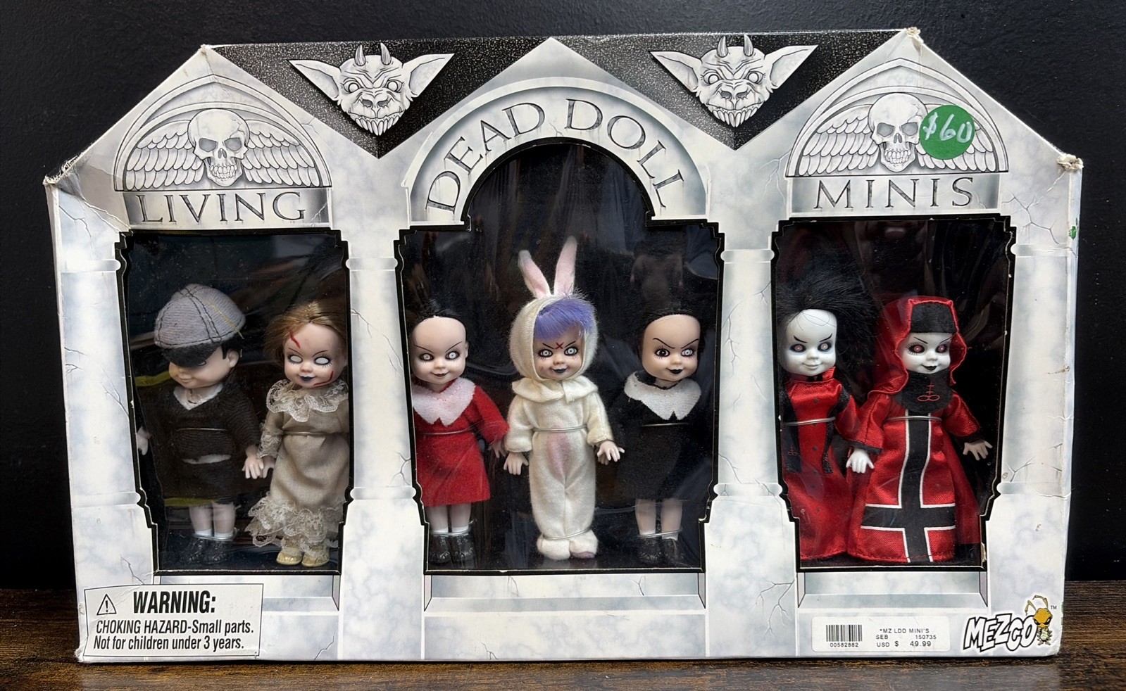 Living Dead Doll Minis Mausoleum Box Set 7 Pc LDD Dolls Series 1 Mezco 2002 NIB