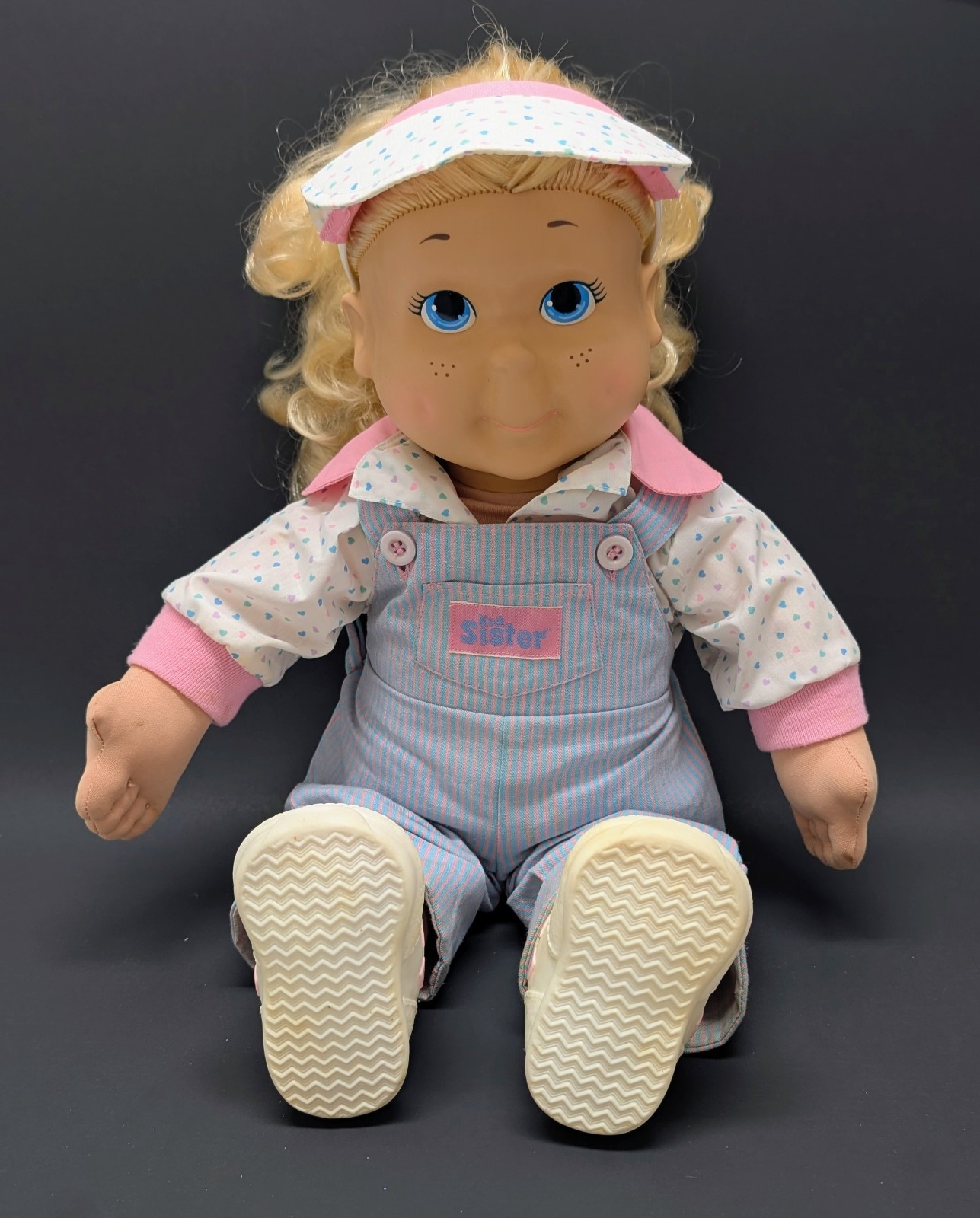 1986 Hasbro Playskool My Buddy Kid Sister Doll Vintage Blonde Hair Blue Eyes Hat