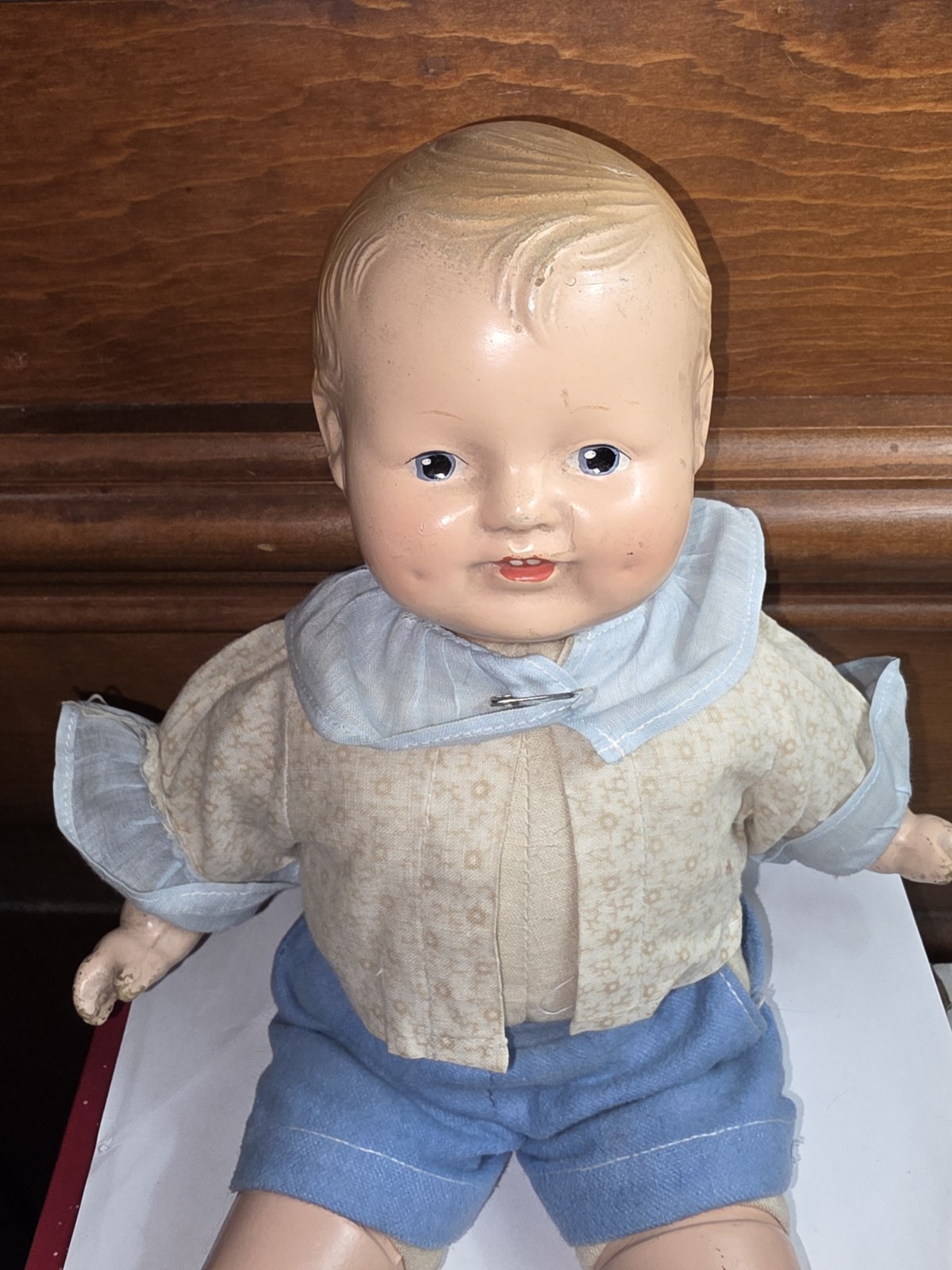 Antique Composition & Cloth Baby Dimples Style Doll 14.5″