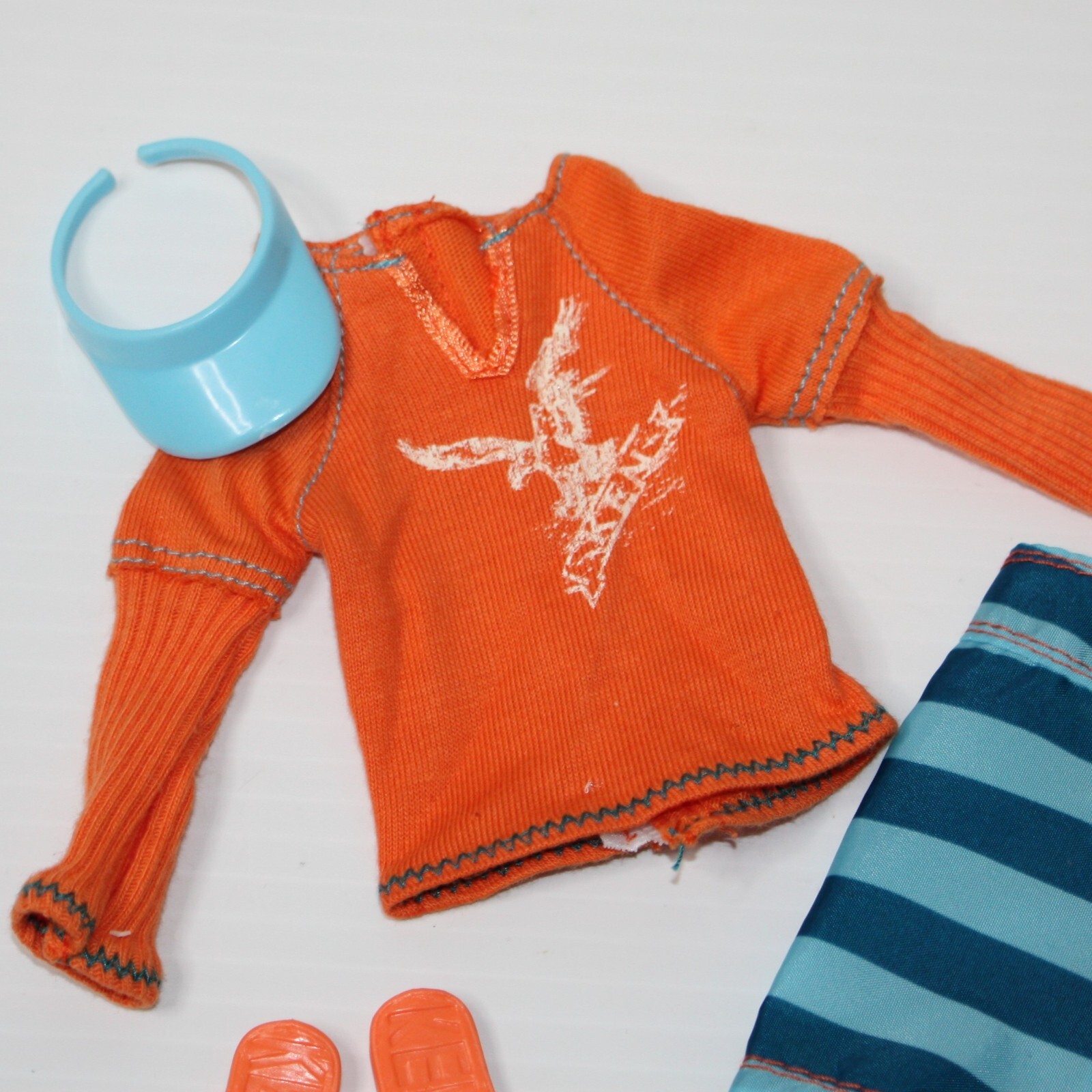 Barbie Ken Fashionistas Doll Outfit Orange Top, Shorts, Visor & Flip Flop Shoes
