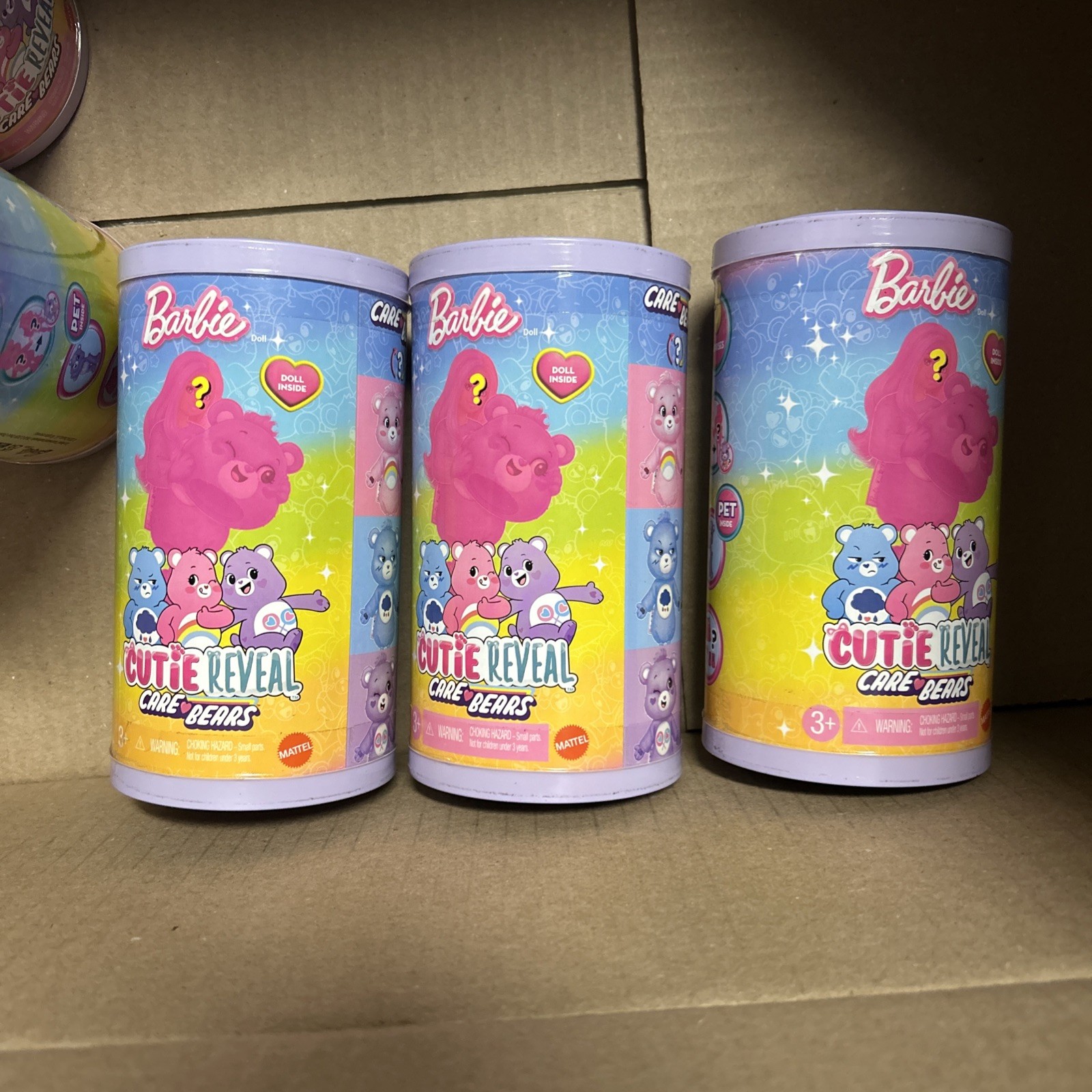 Barbie Chelsea Cutie Reveal Care Bears 6 Surprises Doll Full Set Of 3 BRAND NEW!