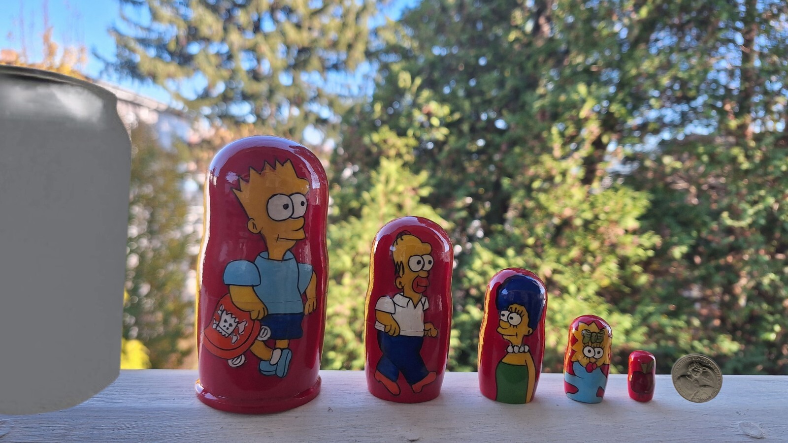 Bart Simpson; Wooden Nesting Dolls 4′, 5 Pcs, Great Gift