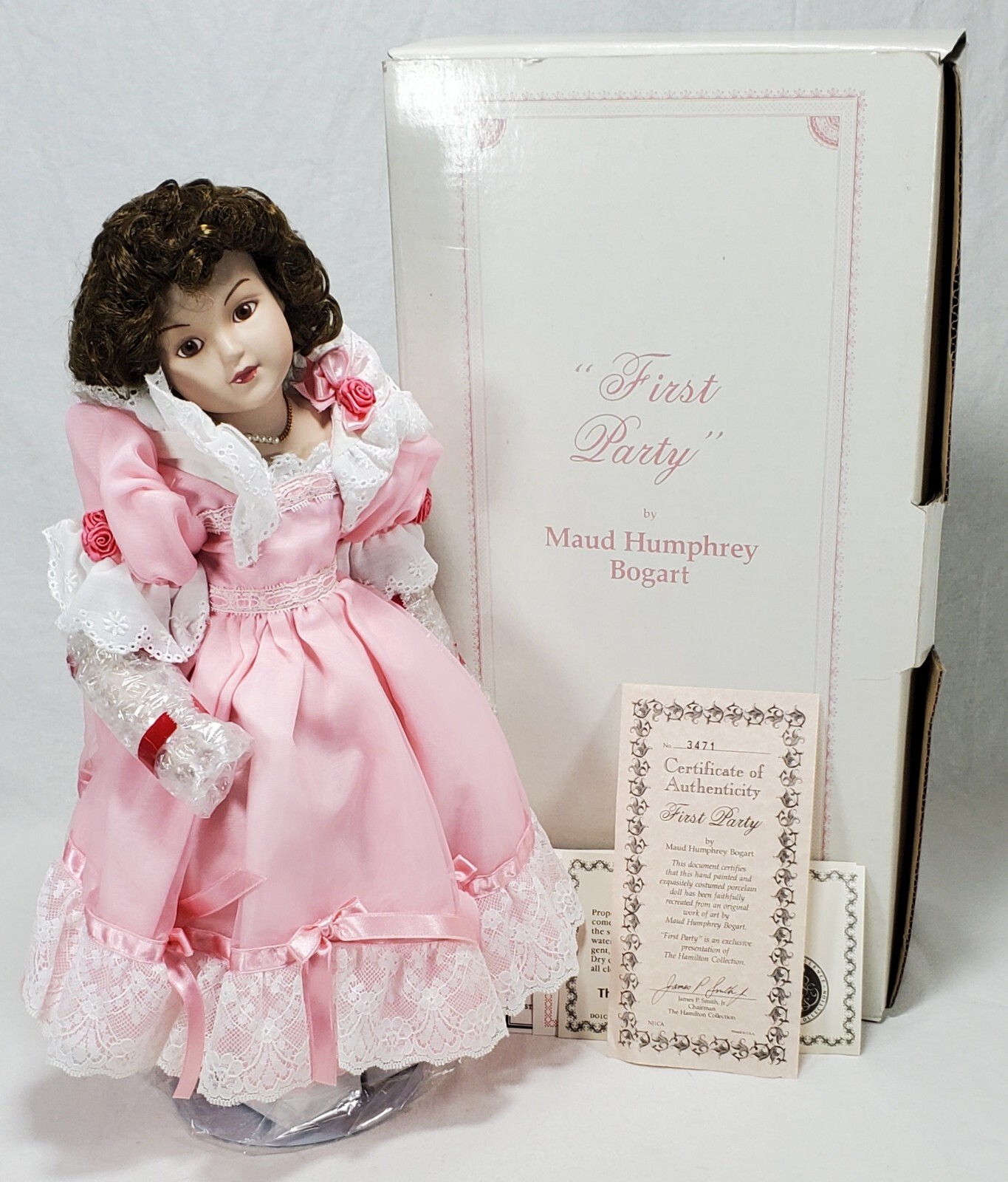 FIRST PARTY by Maud Humphrey Bogart Fine Porcelain Doll EUC