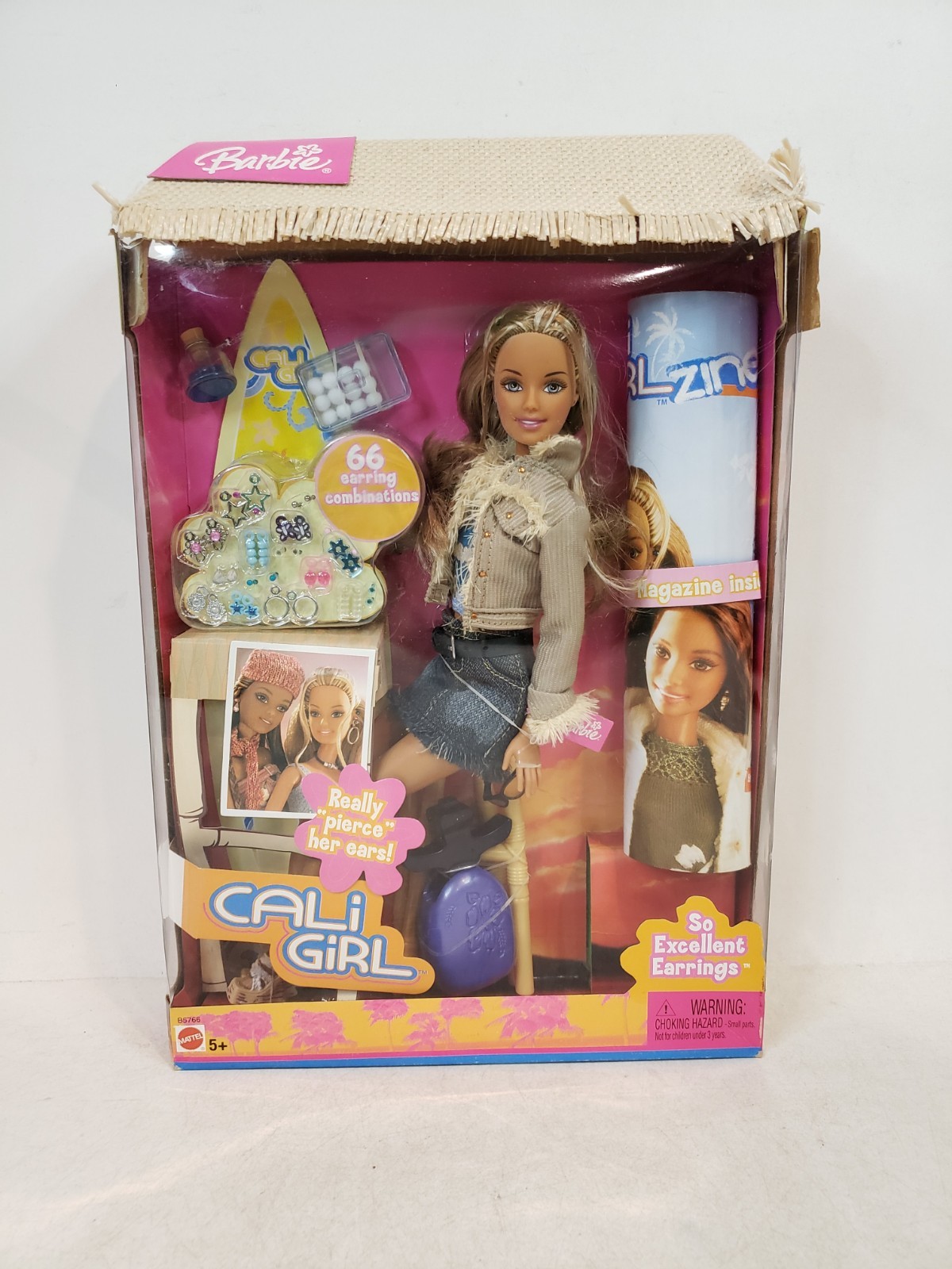 EAR PIERCING CALI GIRL BARBIE DOLL 2004 MATTEL NRFB