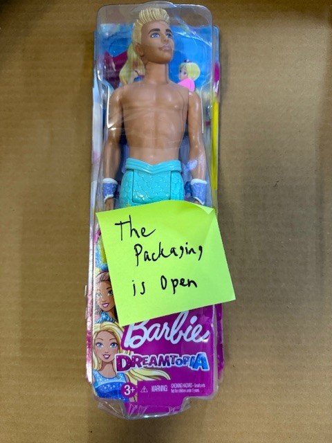 Barbie Dreamtopia 12″ MERMAN Doll Blue Rainbow Tail Blonde Hair – Open Box