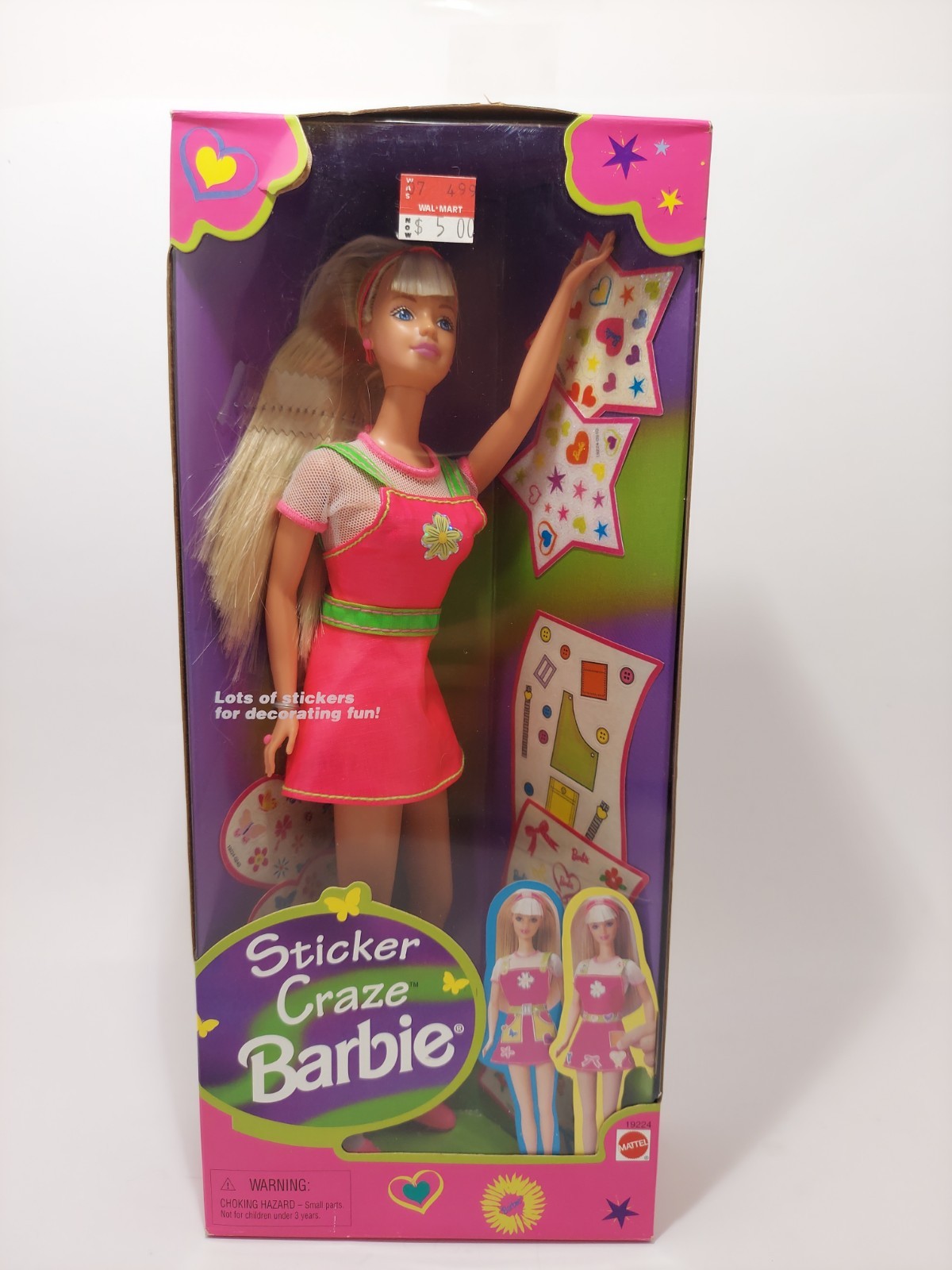1997 Sticker Craze Barbie Puppe / Sticker Spaß Barbie / Mattel 19224, NrfB