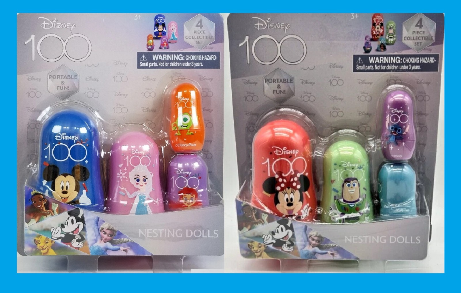 NEW Disney 100 plastic NESTING DOLLS 8 Piece Collectible Set Mickey Minnie $6Sh