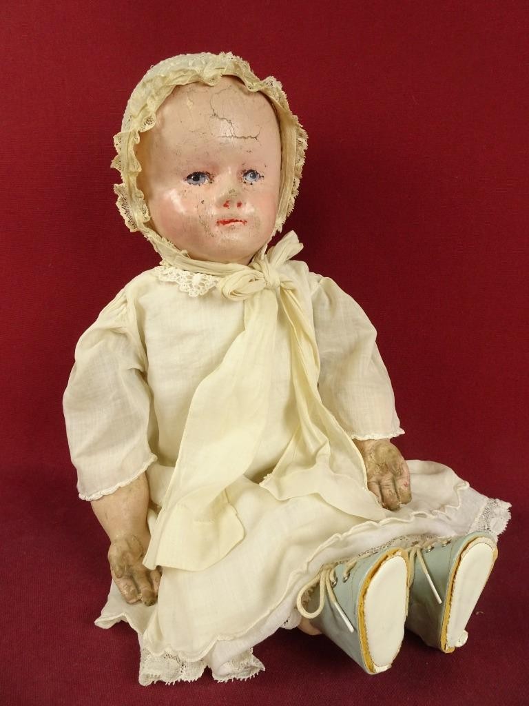 Antique 1920s Martha Chase Child Doll 16″ Stockinette Cloth Painted Face