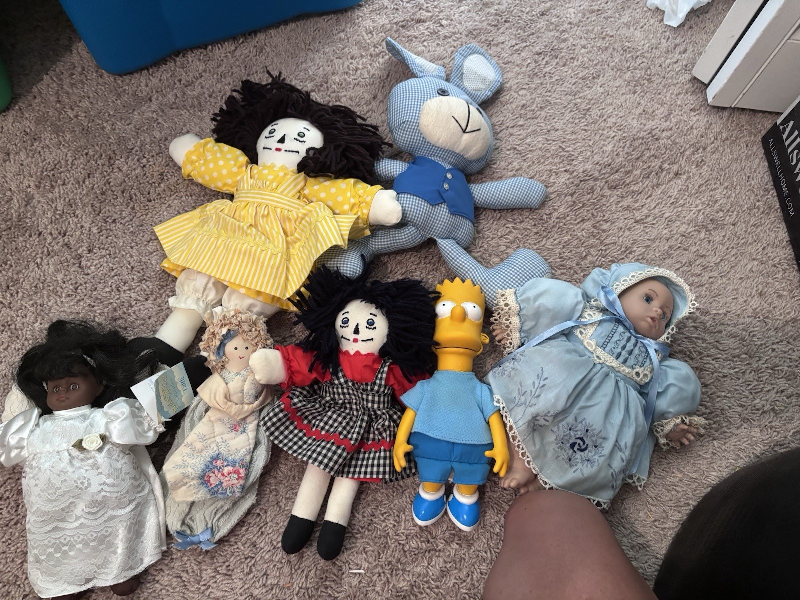 Dolls, Handmade Raggedy Ann’s, Bart Simpson, Others Lot