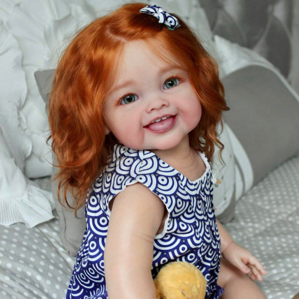 70cm Toddler Girl Artist Finished Reborn Baby Doll Long Red Hair Cloth Body Gift