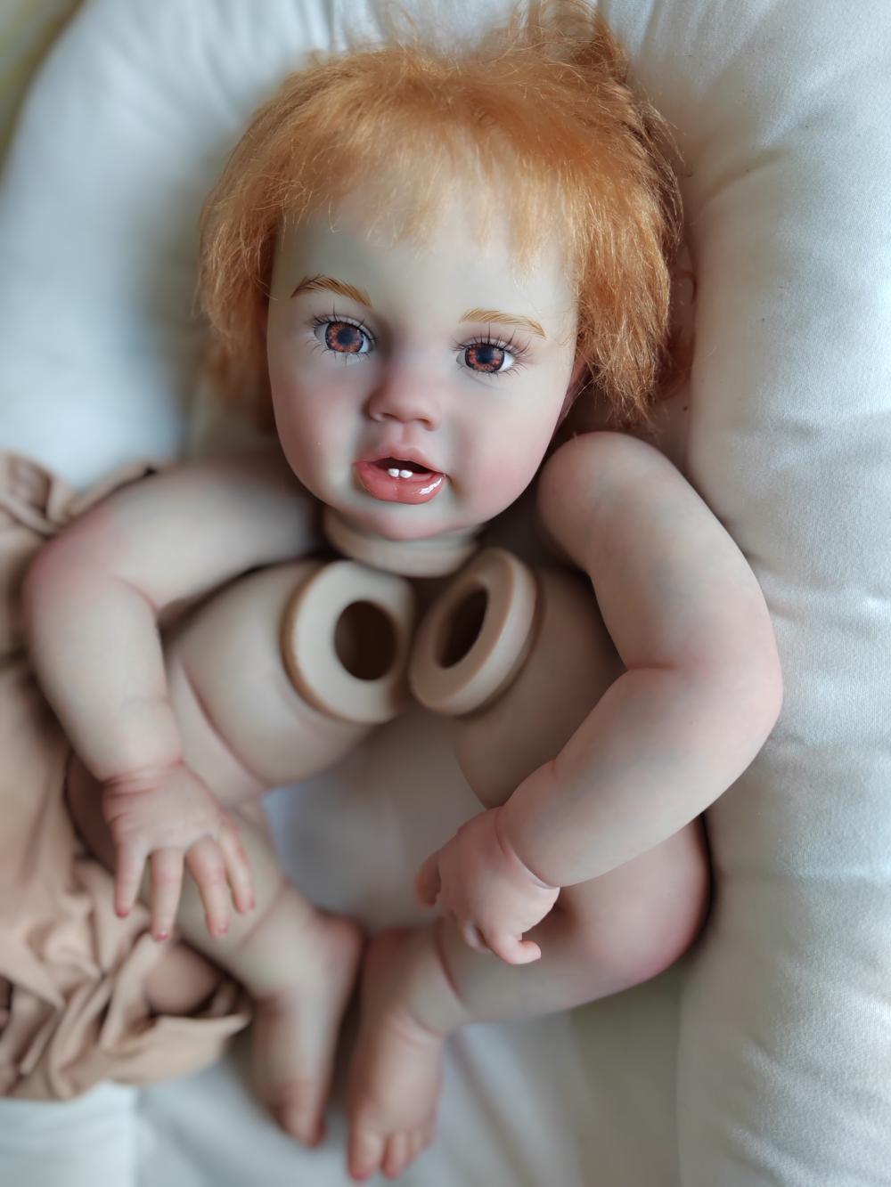 26″ Painted Reborn Doll Kit Hand-Rooted Mohair Lifelike Newborn Baby Boy Girl