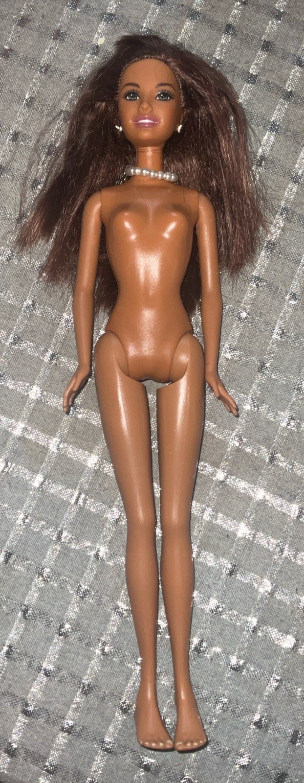 NUDE Barbie Doll Summer Beach Feet Auburn Hair Green Eyes Cali Girl Necklace