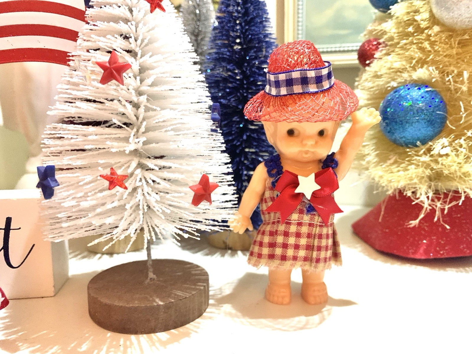 Vtg Irwin Hard Plastic Patriotic Doll
