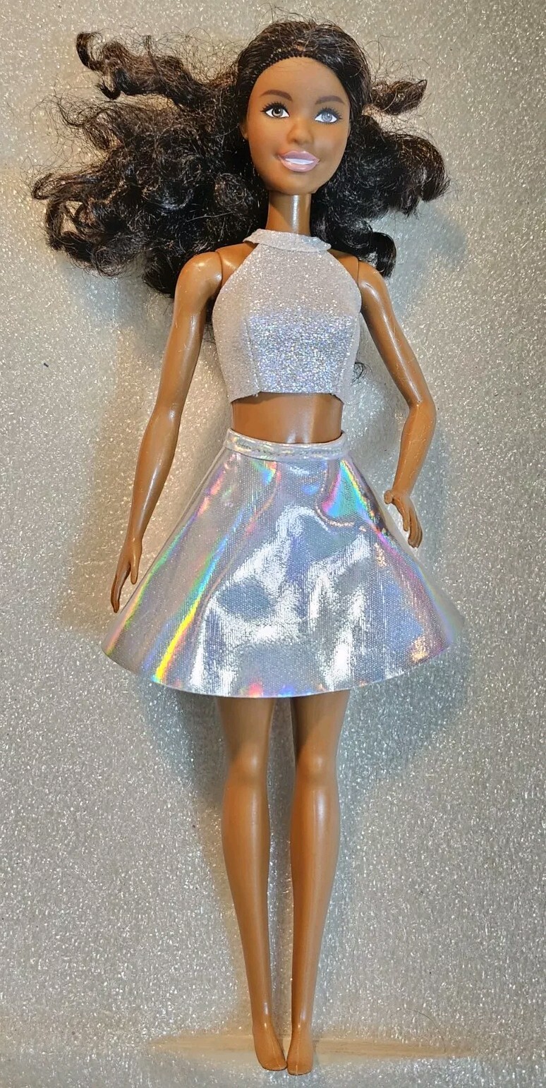 Barbie Doll African American Curly Hair POP STAR Outfit Dress VGUC C411G