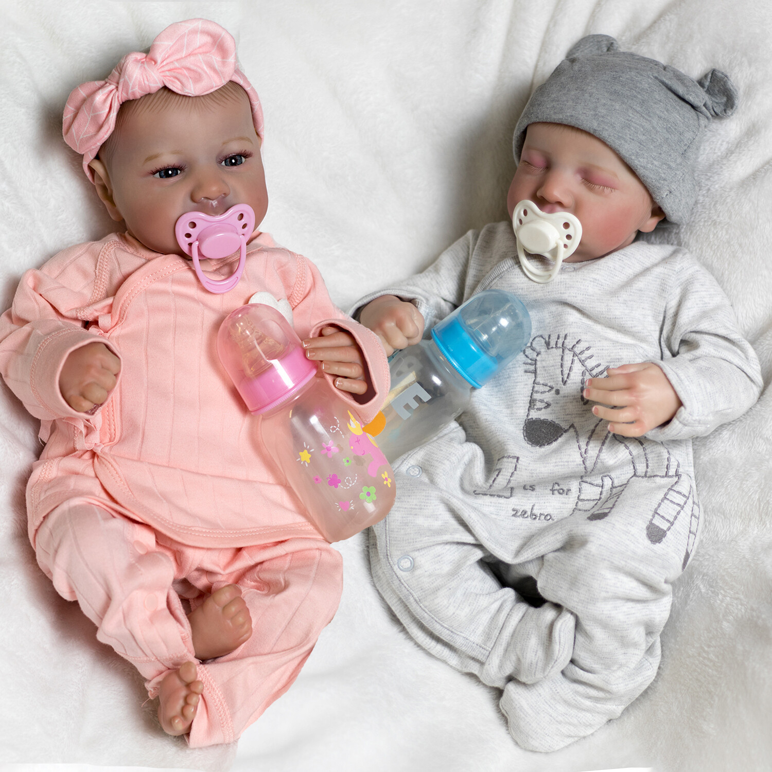 Realistic Real Twins Reborn Baby Dolls Silicone Vinyl Lifelike Newborn Doll Gift