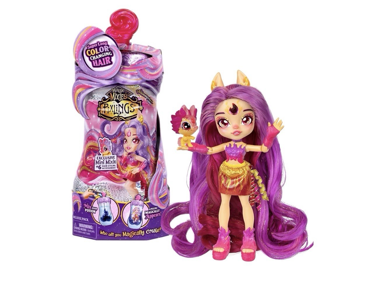 Magic Mixies Pixlings Shimmerverse Pippa the Firehorse Doll Color Changing Hair