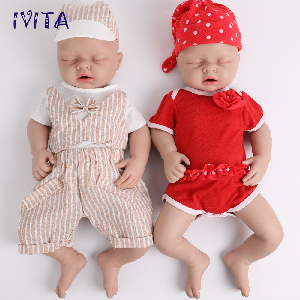IVITA 20″ Sleeping Baby Lifelike Boy|Girl Doll Floppy Silicone Newborn Doll