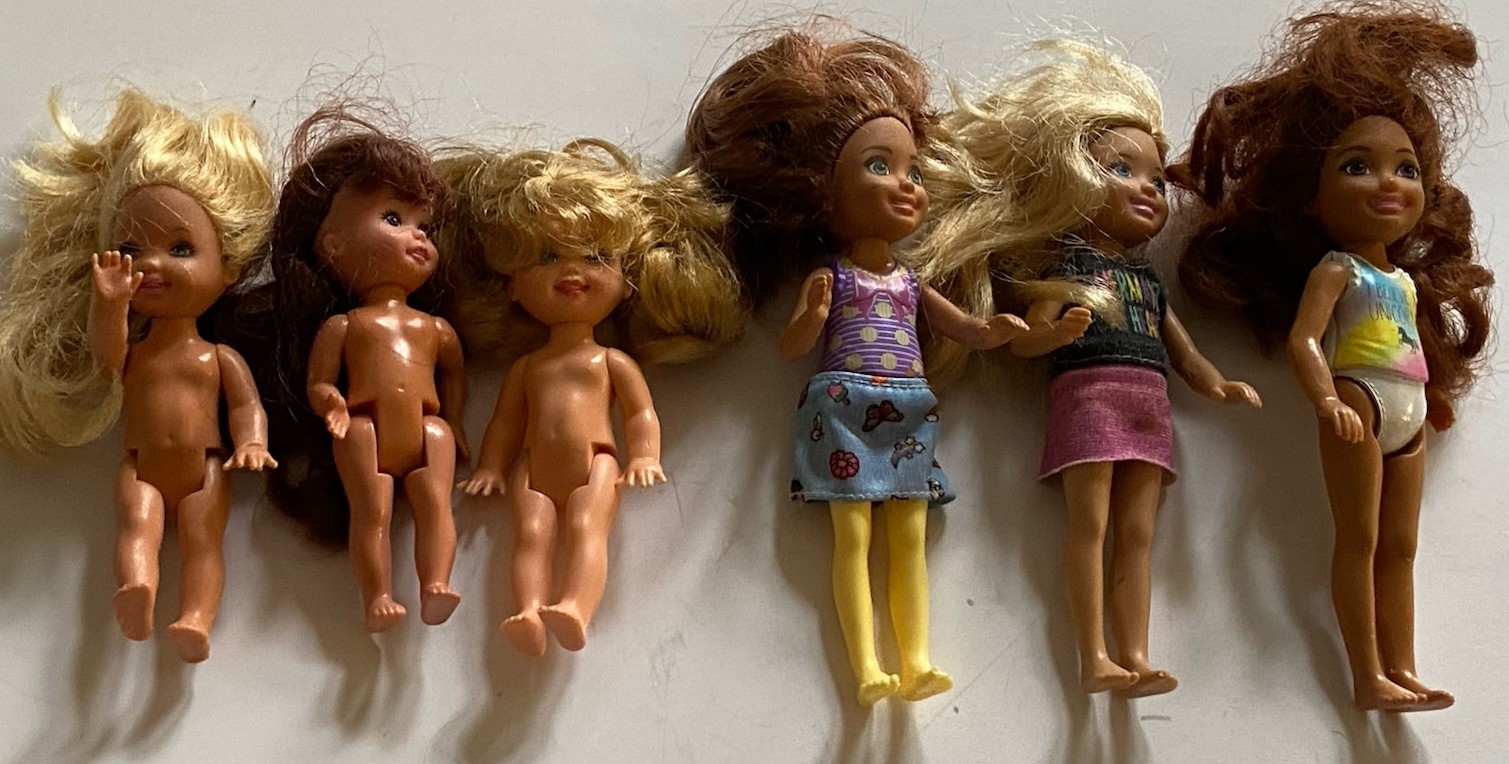 Lot of 6 Toddler/Small Size Mattel/Other Barbie Type Play Dolls 1994-2010