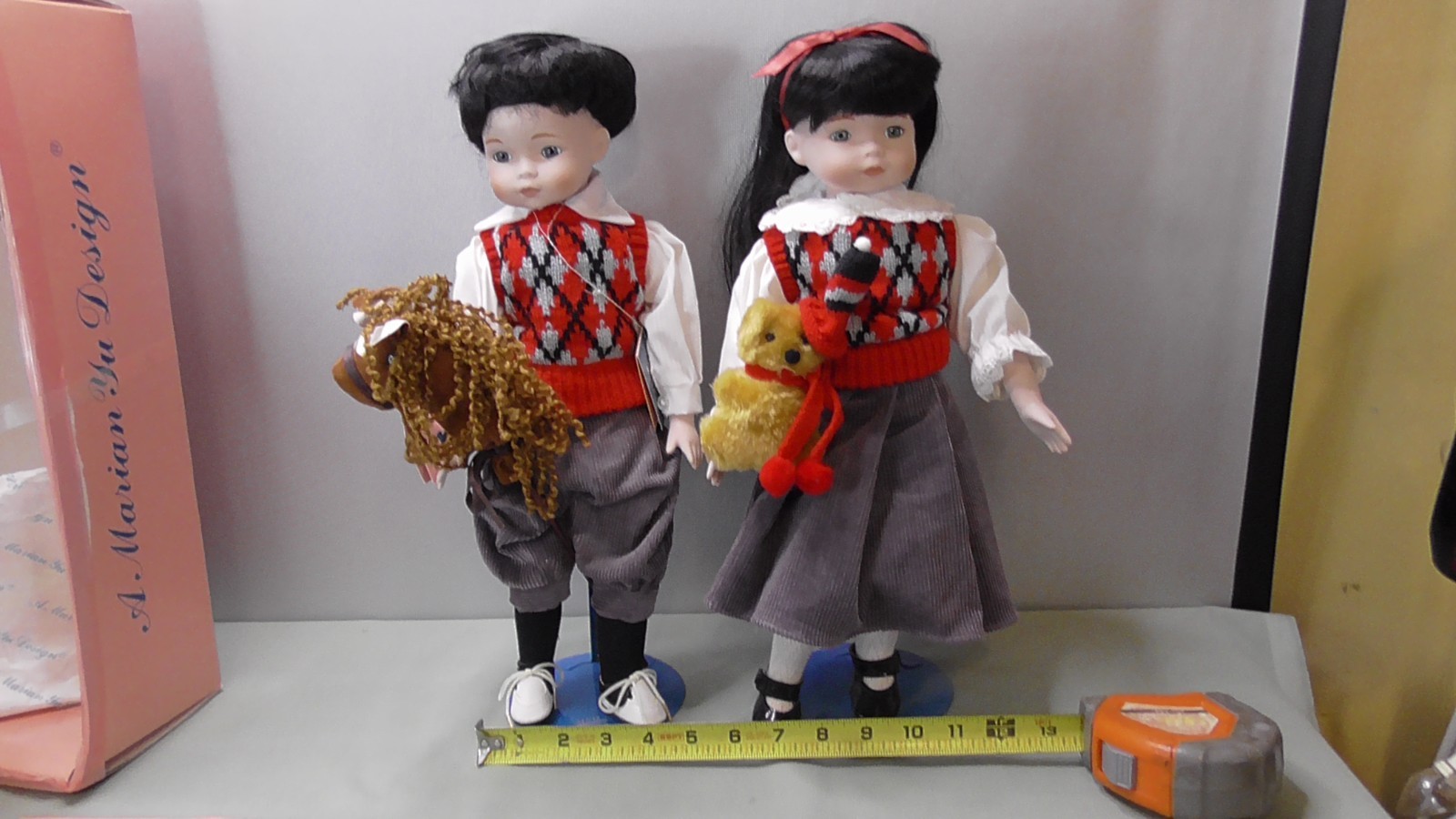 Marion Yu Designs Porcelain Matching Girl &Boy Doll twins with tags