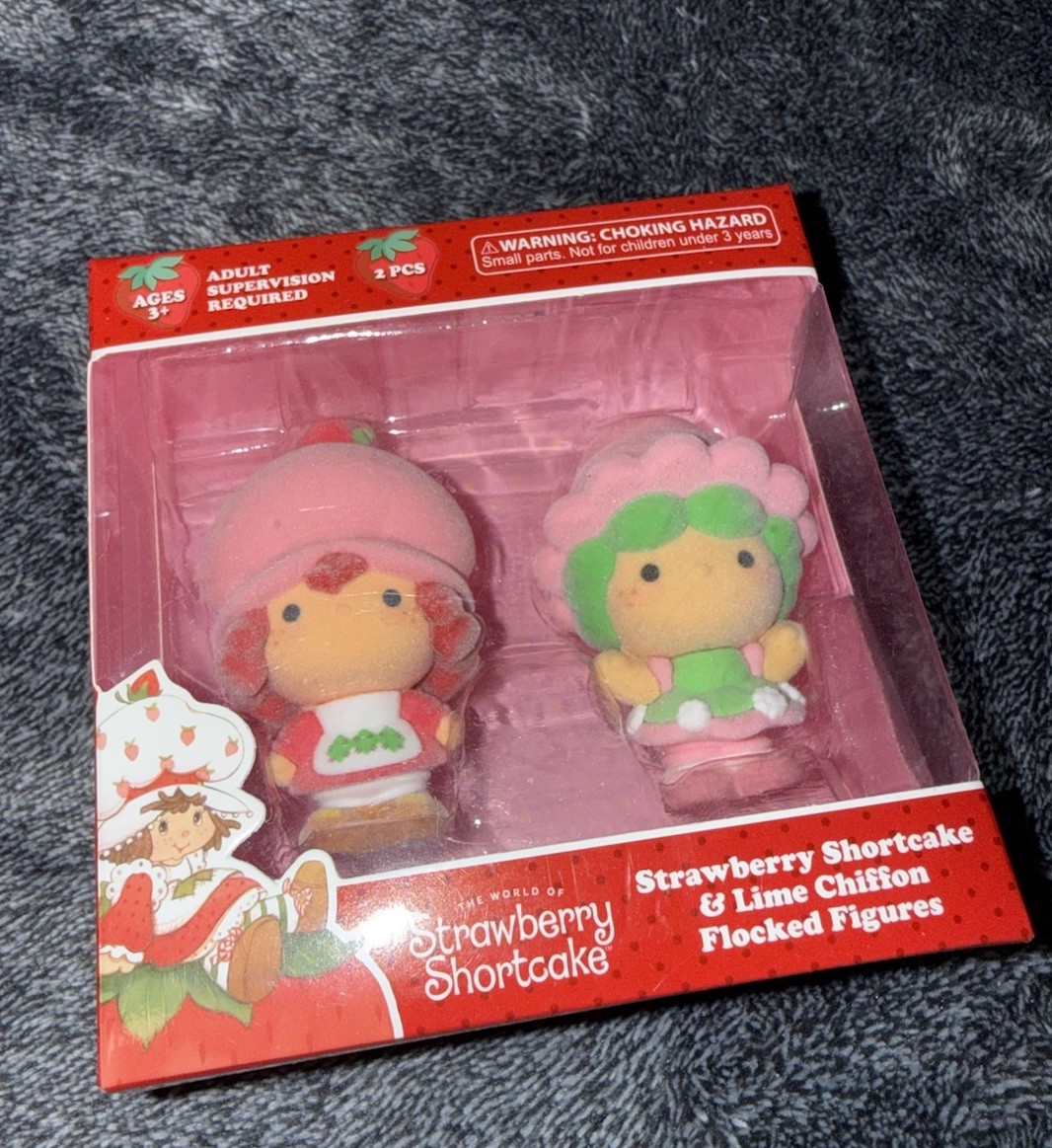 Strawberry Shortcake Flocked Figures Set of 6 Berry Friends Sealed NEW