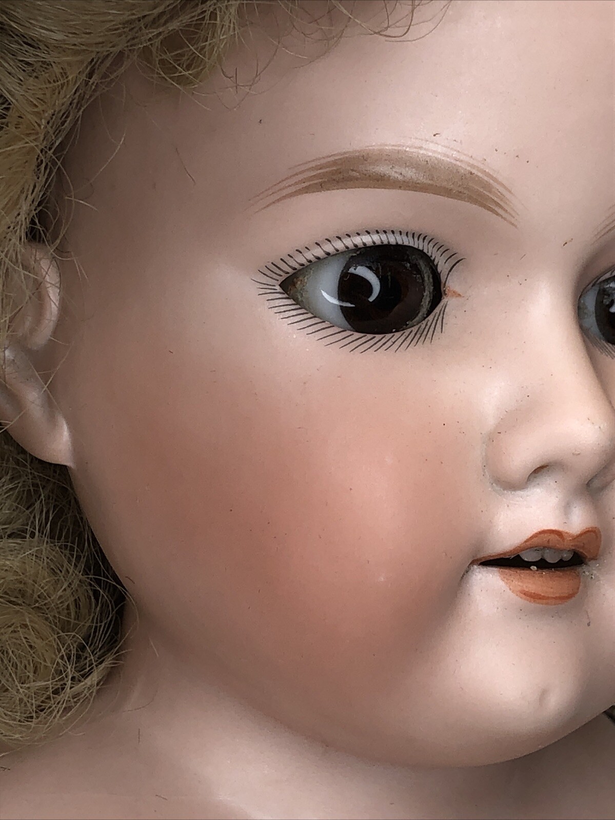 24” Antique Germany Bisque Doll AM Floradora 5 Leather Body Brown SL Eyes #o