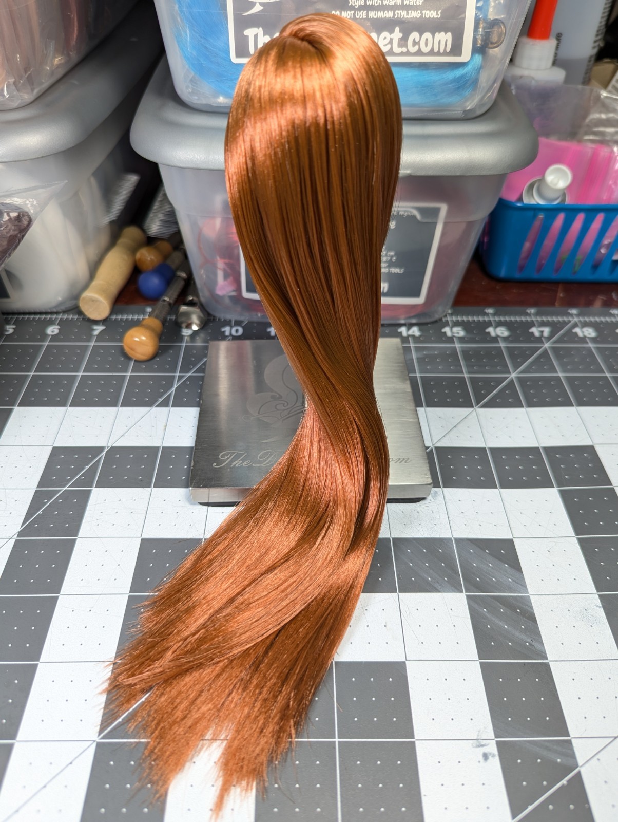 OOAK Custom Reroot Barbie Basics Neutral Kit 2 Tango Ginger Brwn Saran HEAD ONLY