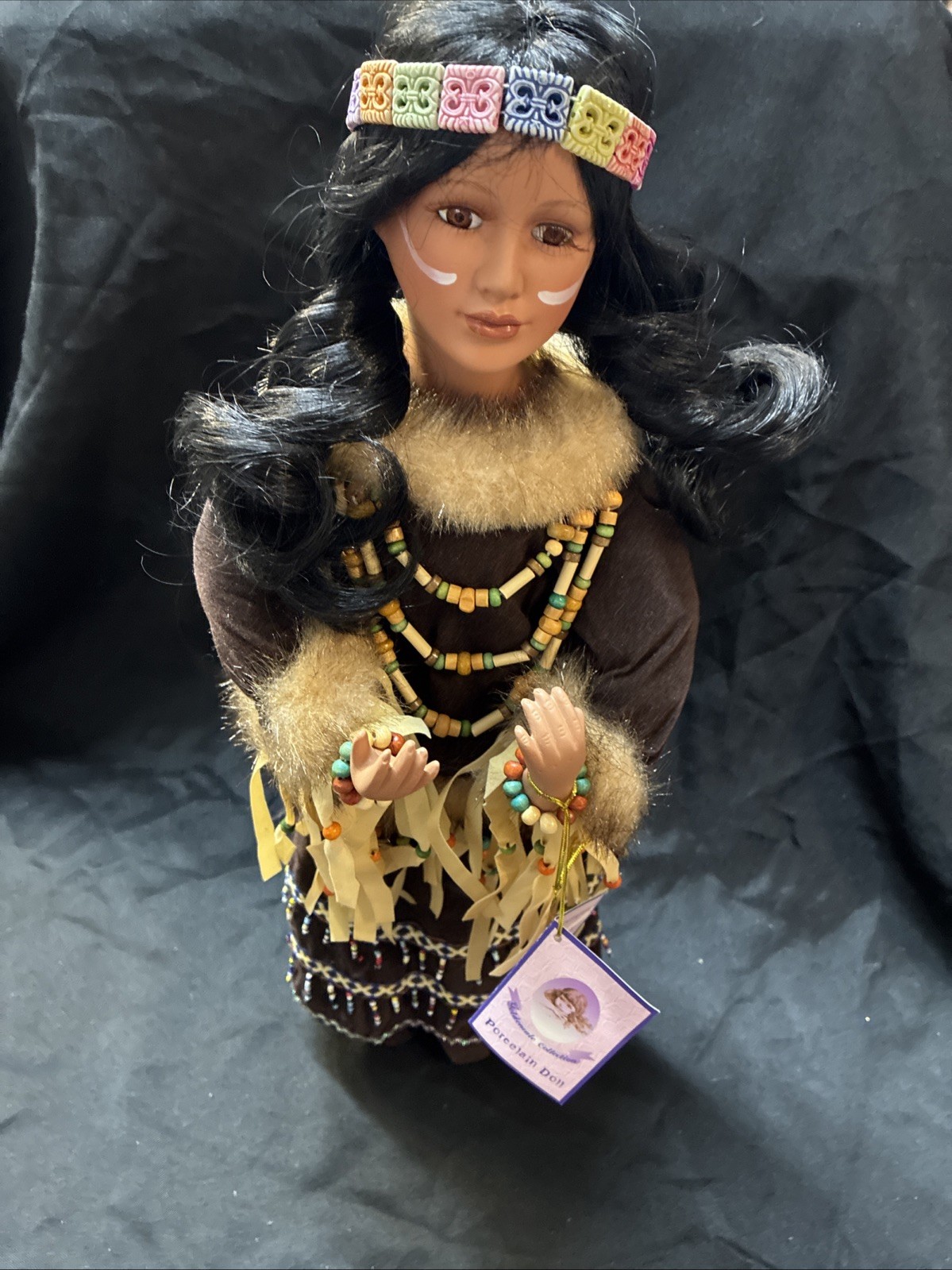 VTG Goldenvale Collection Porcelain Native American Indian Doll with Papoose
