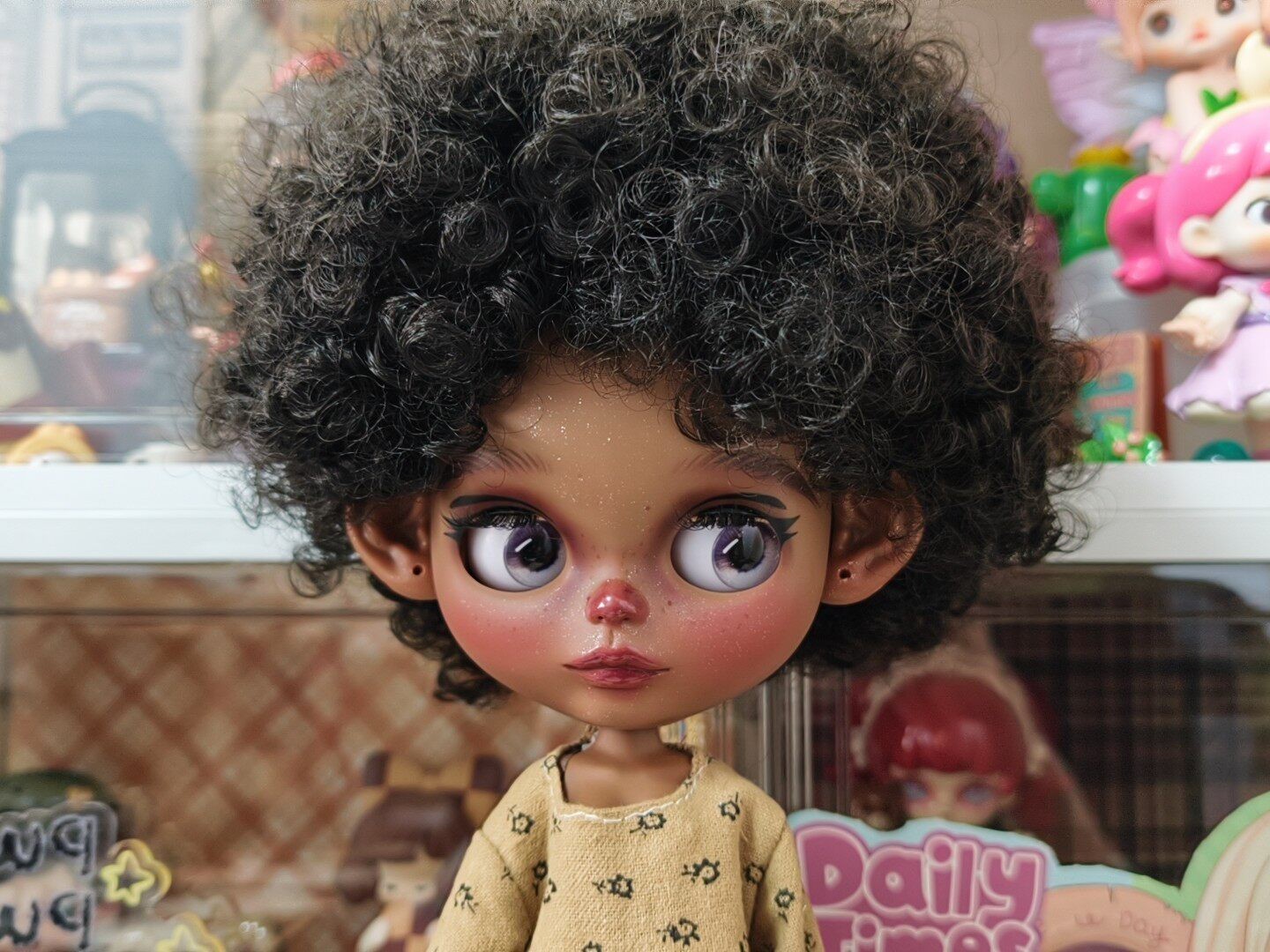 Custom Handmade Blythe Doll w/ Clothes Eyes Wig OOAK African Girl 1/6 BJD Dolls