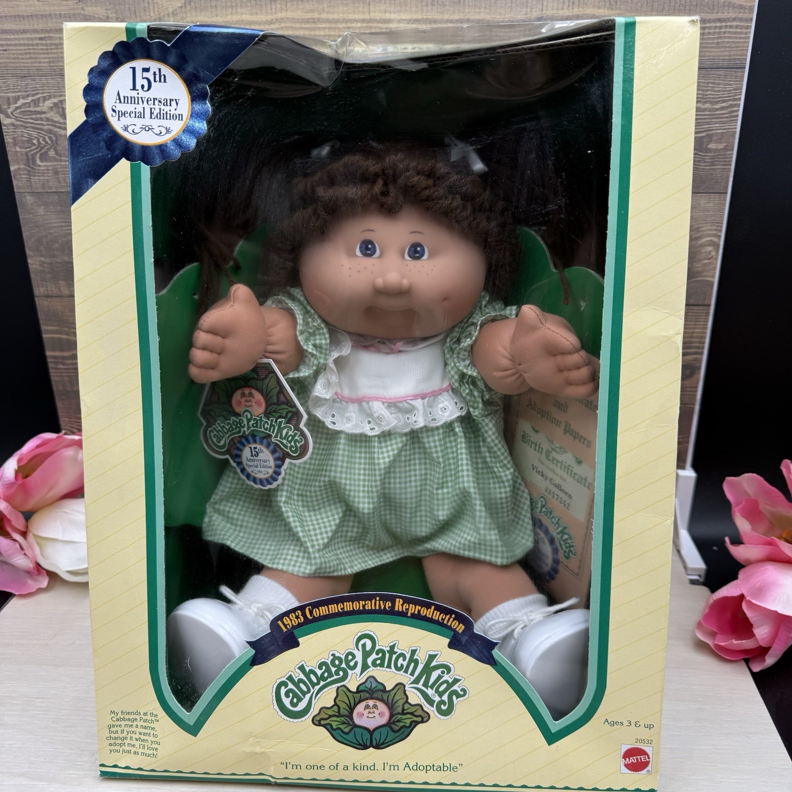 Vintage Cabbage Patch Kids Doll 15th Anniversary Special Edition Box Mattel