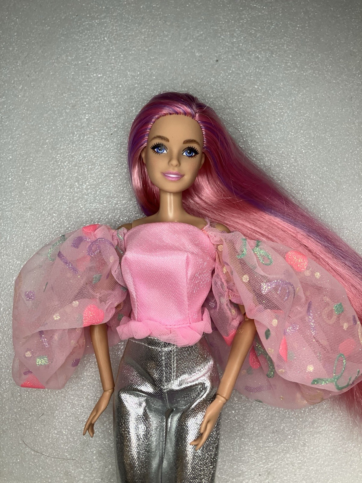 Beautiful Mattel Barbie Hybrid Doll Pink Hair Articulated Body Redressed