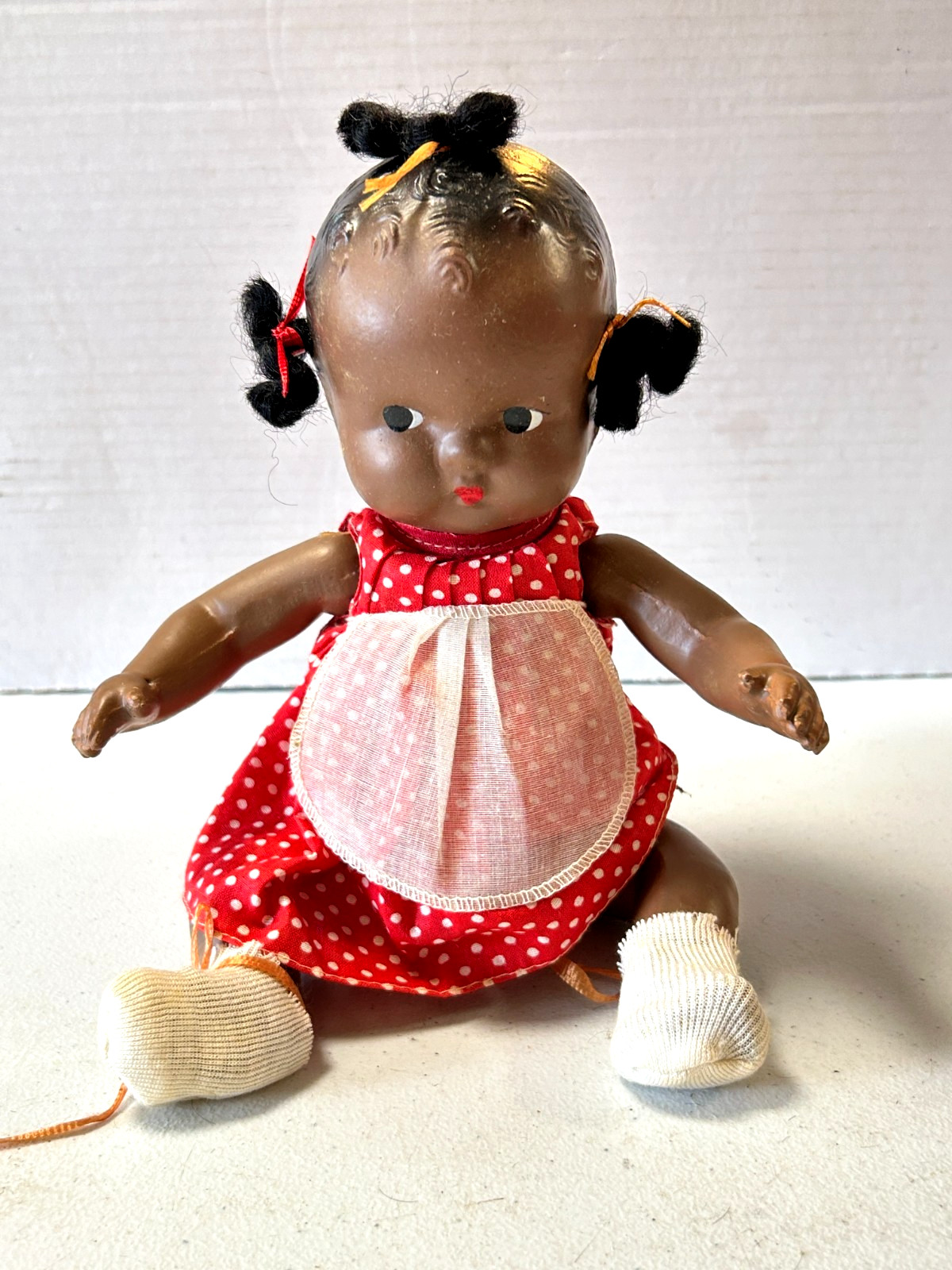 Vintage 1930’s ? Topsy- Style African American Composition Baby Girl Doll 12″