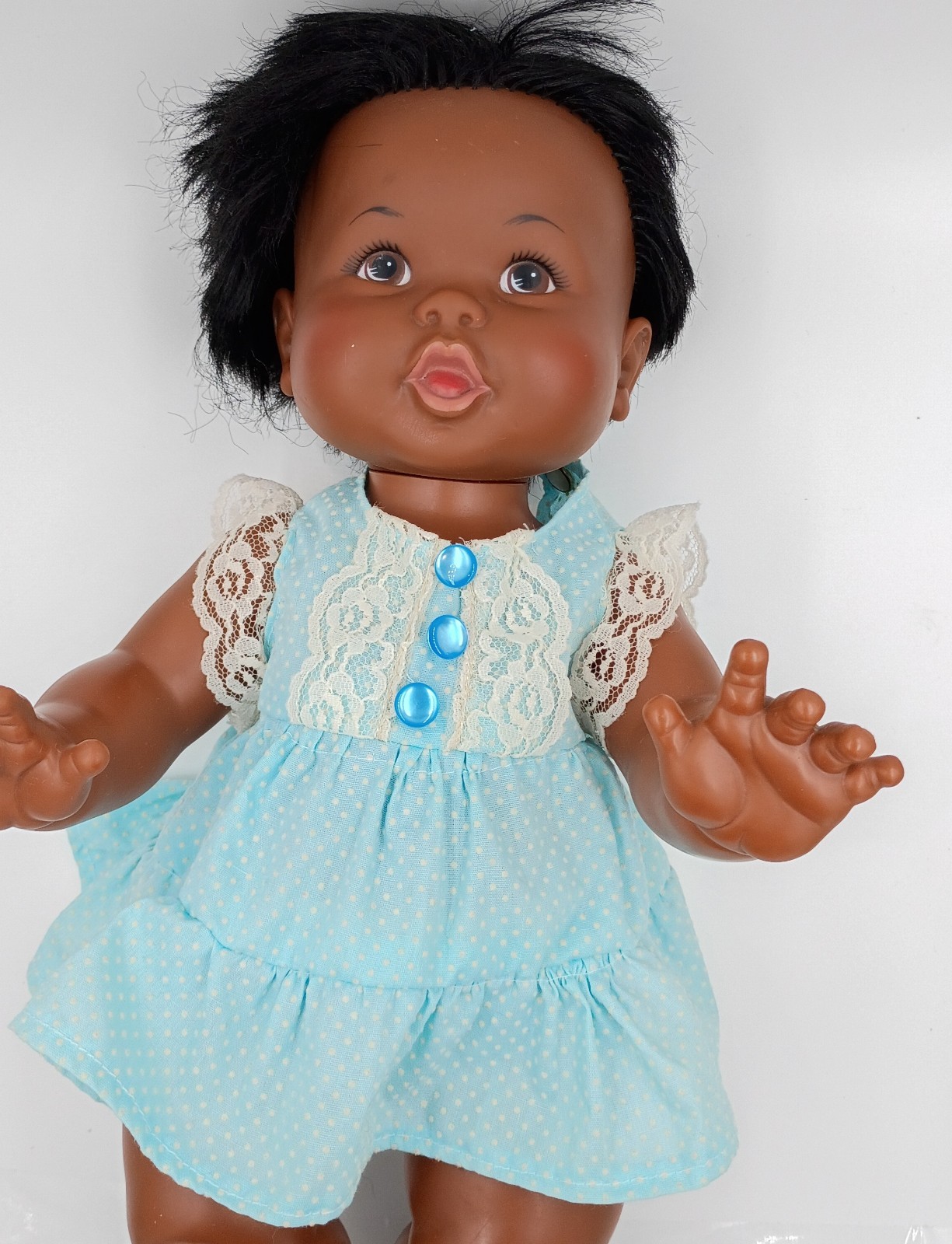 Ideal Rub-A-Dub Dolly 1973 Vintage Vinyl, 17″ African American Black Baby Doll