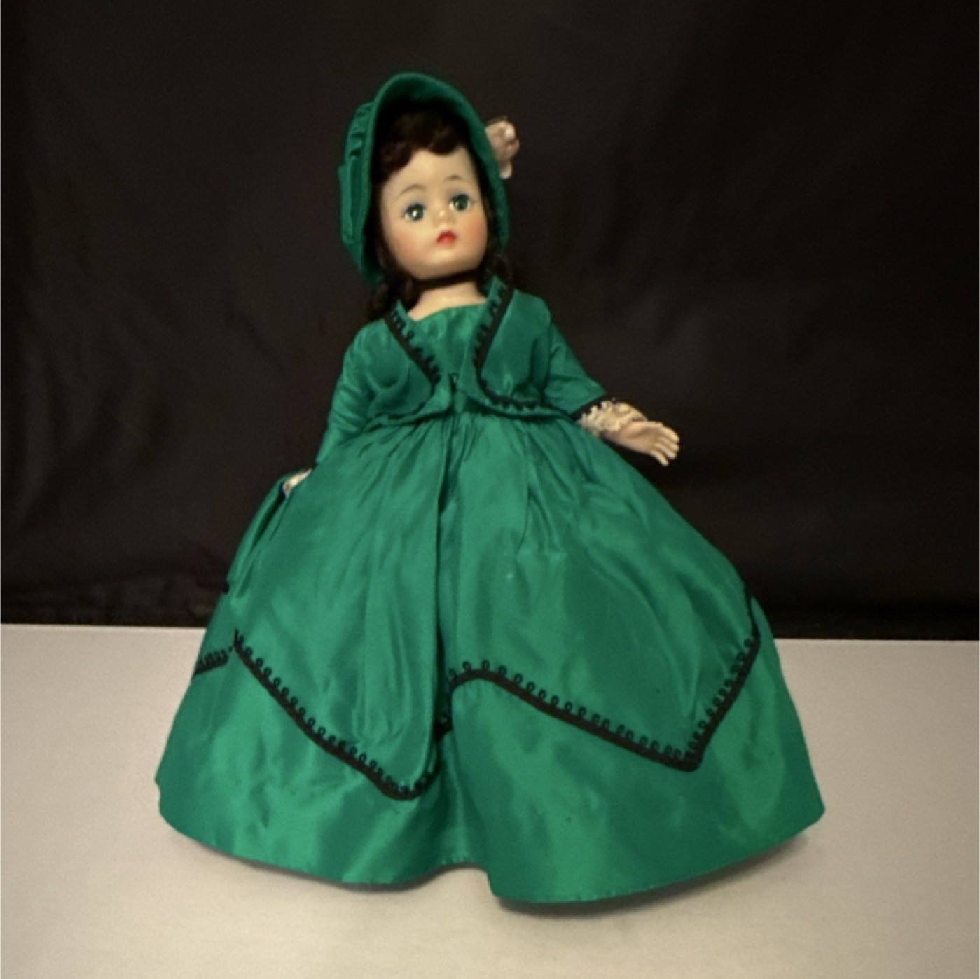 Madame Alexander ‘Scarlett’ Doll 10 inches in Green Dress with Dark Brown Hair