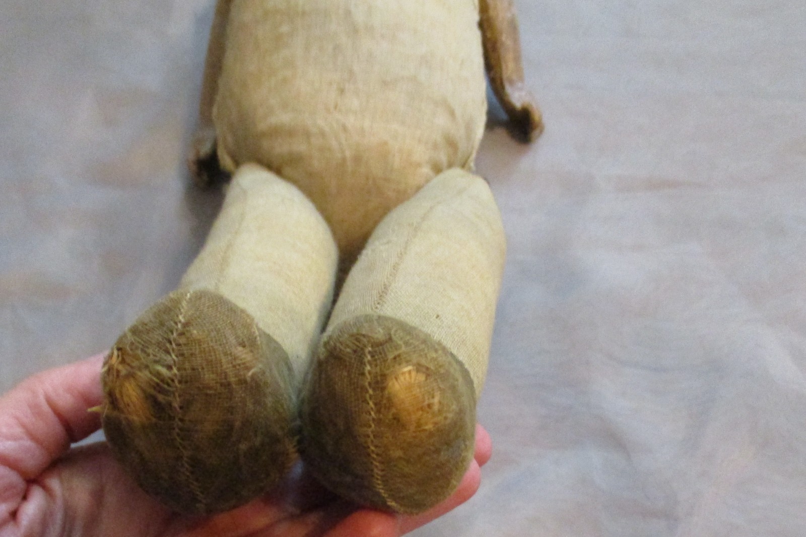 Antique Composition Doll 17″ Cloth Body Straw Stuffed All Original waxed arms