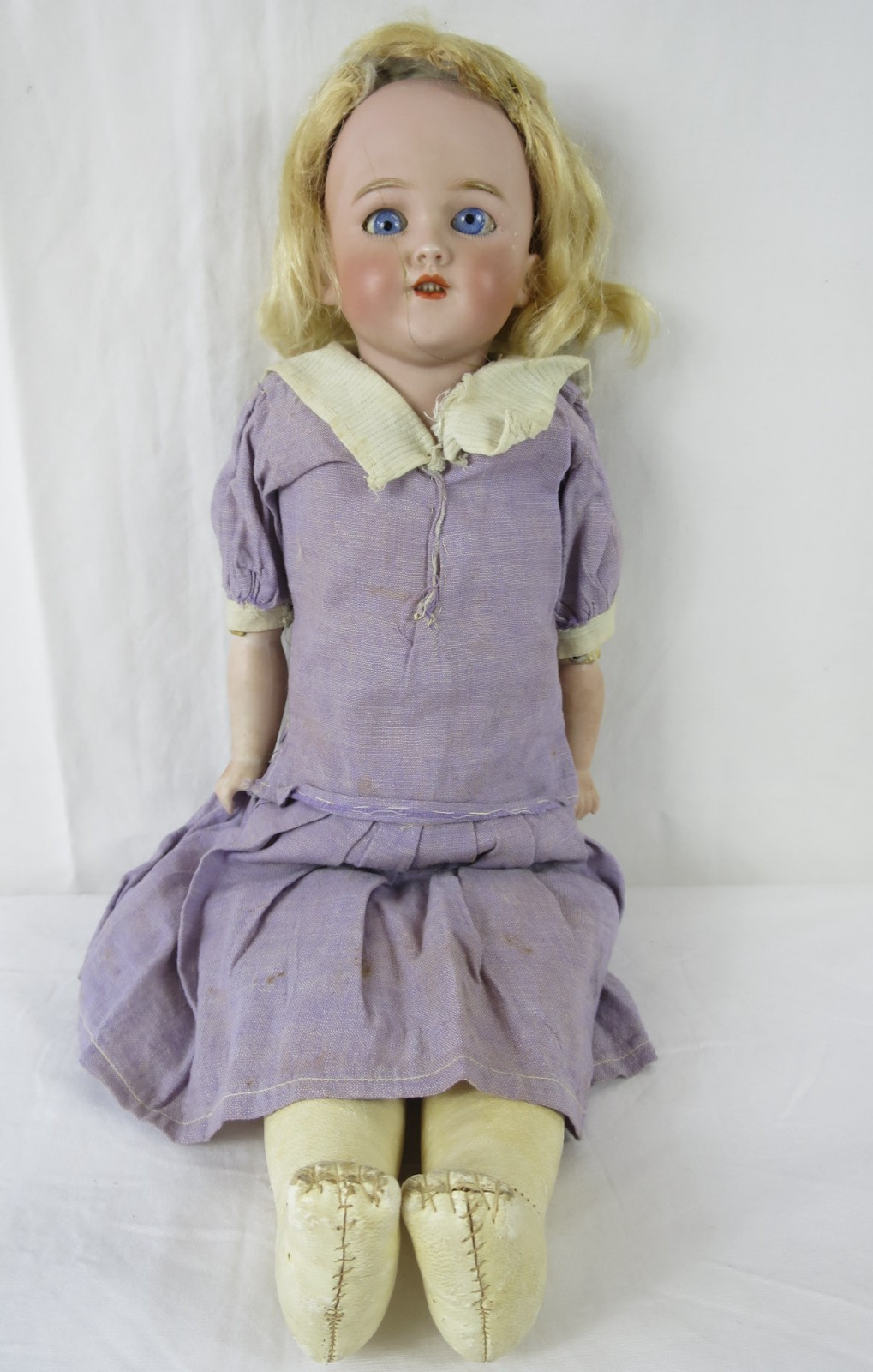 Antique Simon Halbig Bisque Head Leather Body German Doll Needs Repair