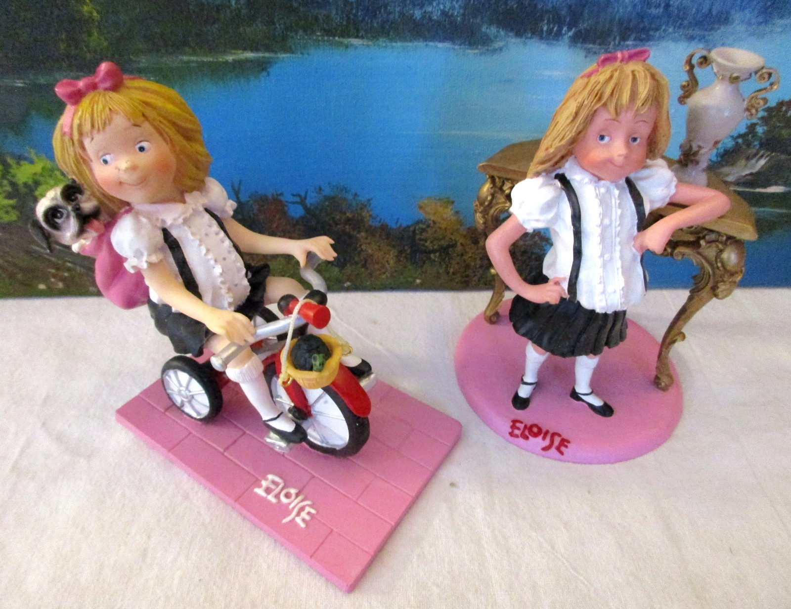 Lot of 2 Madame Alexander Eloise figurines; “On the Go” & Table w/ Vase Both #’d