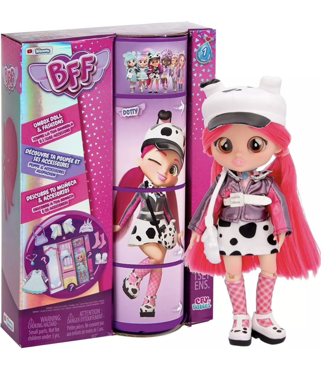 BFF Cry Babies Dotty Fashion Doll with 9+ Surprises Including New DOLL FASHIONS