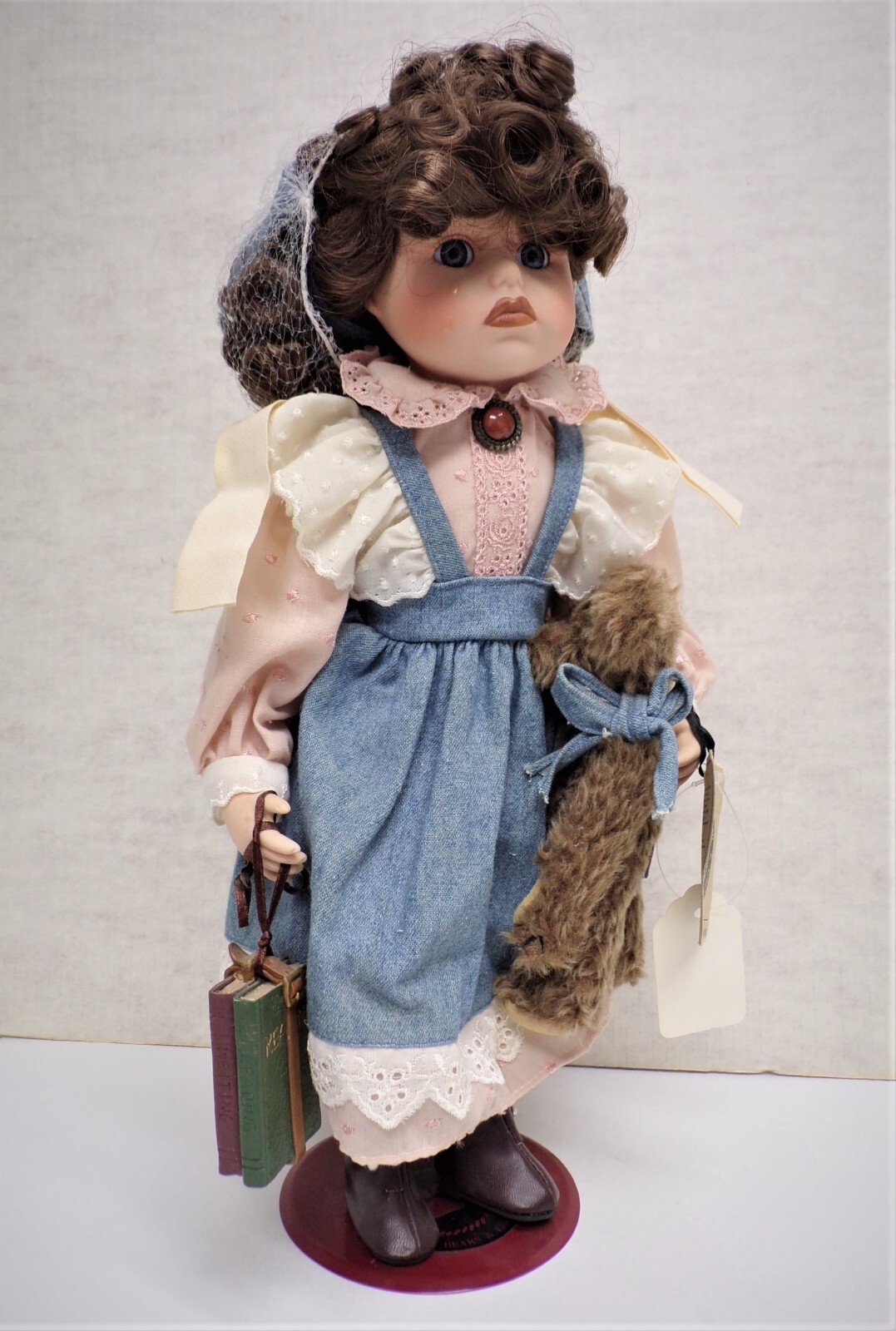 Vintage 1998 Boyds Bears Laura First Day School Porcelain Doll #4903 16″ HS-C3