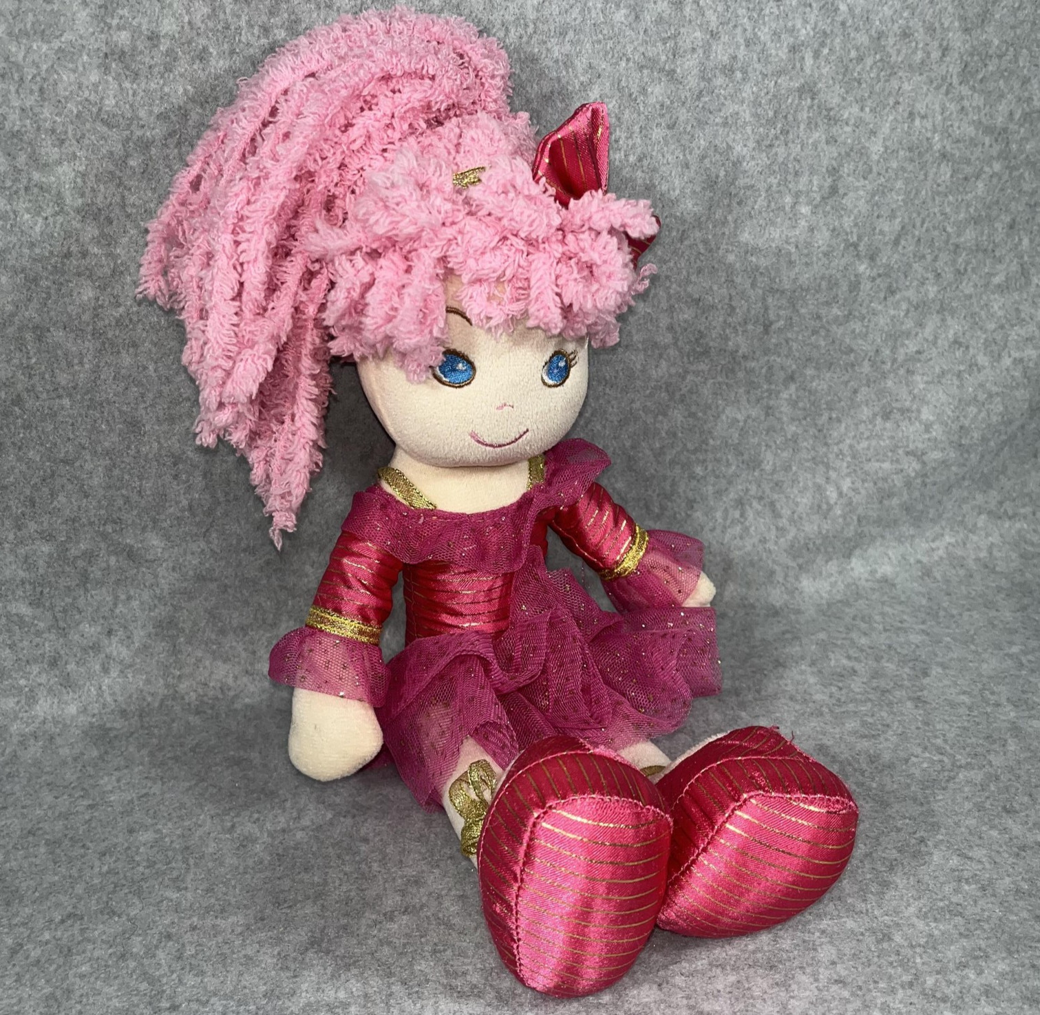 Girlz N Dollz Leila Sparkle Dancer Baby Doll Soft Pink Hair Ballerina Plush Toy